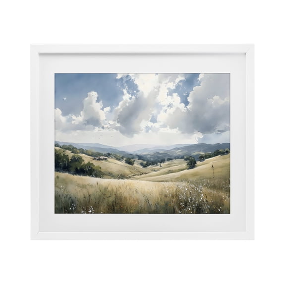 Stupell Industries Traditional Distant Hill House in Meadow White Framed Print Under Glass, 21 x 17, by Franklyn Gregory
