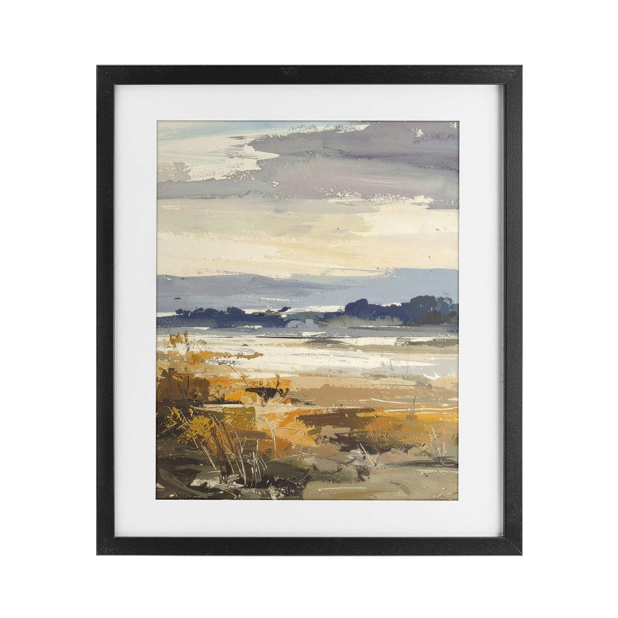 Stupell Industries Distant Horizon Abstract Black Framed Print Under Glass, design by Alonza Saunders