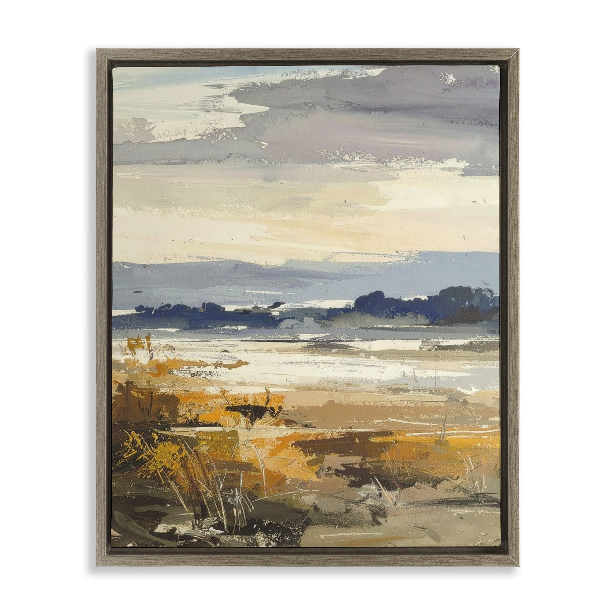 Stupell Industries Distant Horizon Abstract Brown Framed Floater Canvas Wall Art, design by Alonza Saunders