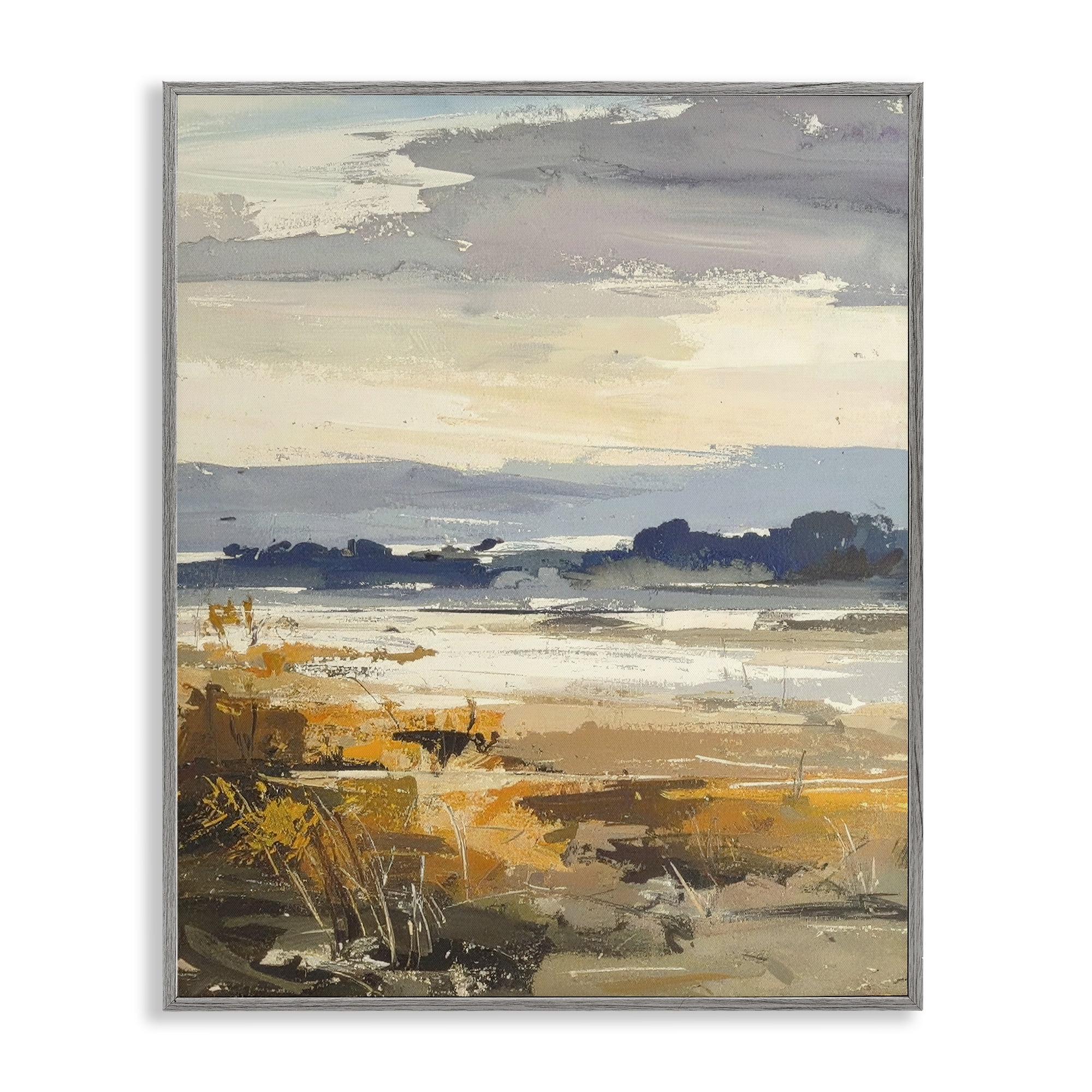 Stupell Industries Distant Horizon Abstract Gray Framed Giclee Art, design by Alonza Saunders