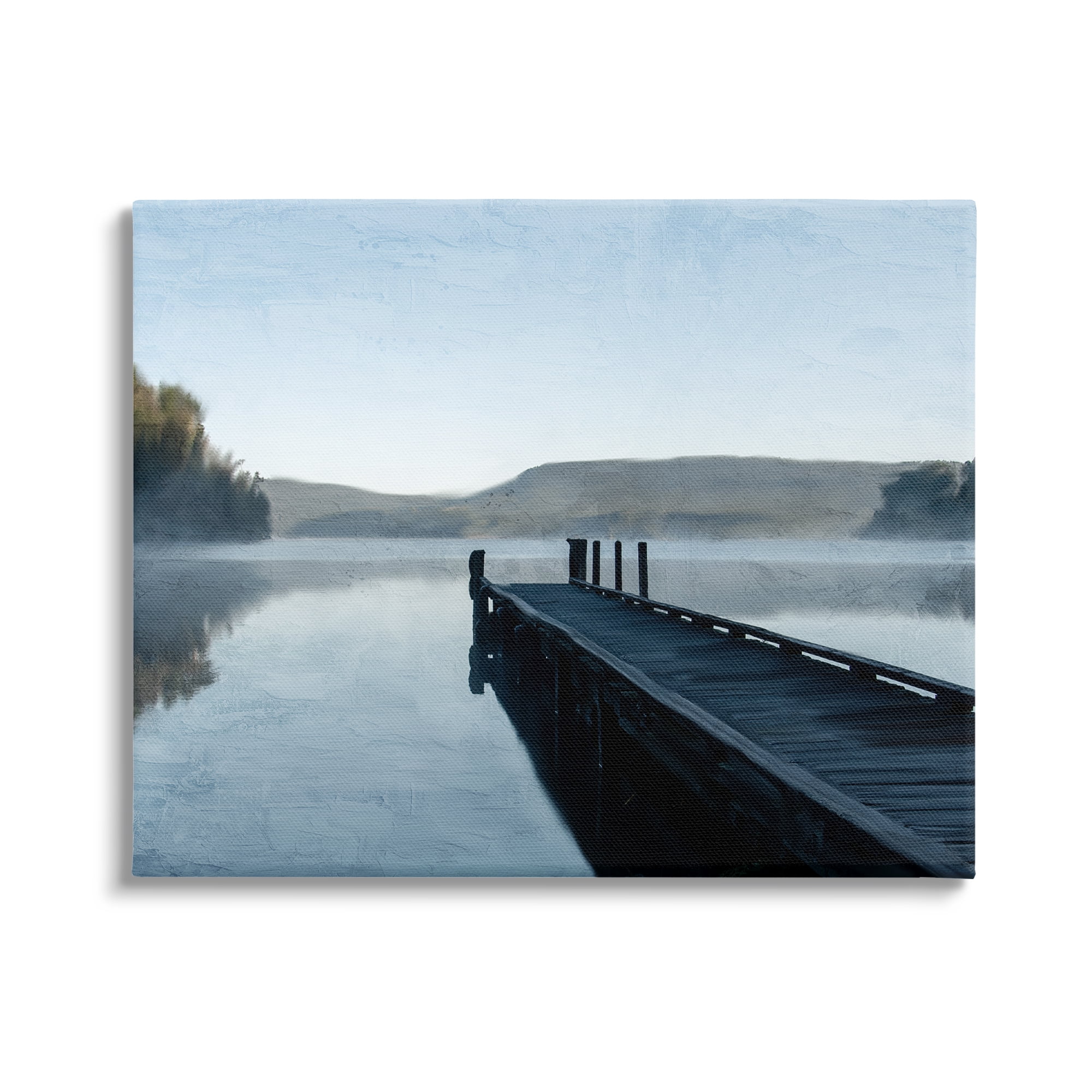 Stupell Industries Distant Lake Dock Landscape Painting Gallery Wrapped Canvas Art Print Wall Art, 40 x 30