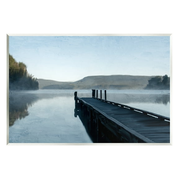 Stupell Industries Distant Lake Dock Landscape Painting Unframed Art Print Wall Art, 15 x 10
