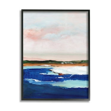 Stupell Industries Distant Land Ocean Waves Painting Painting Black Framed Art Print Wall Art, Design by Nikita Jariwala