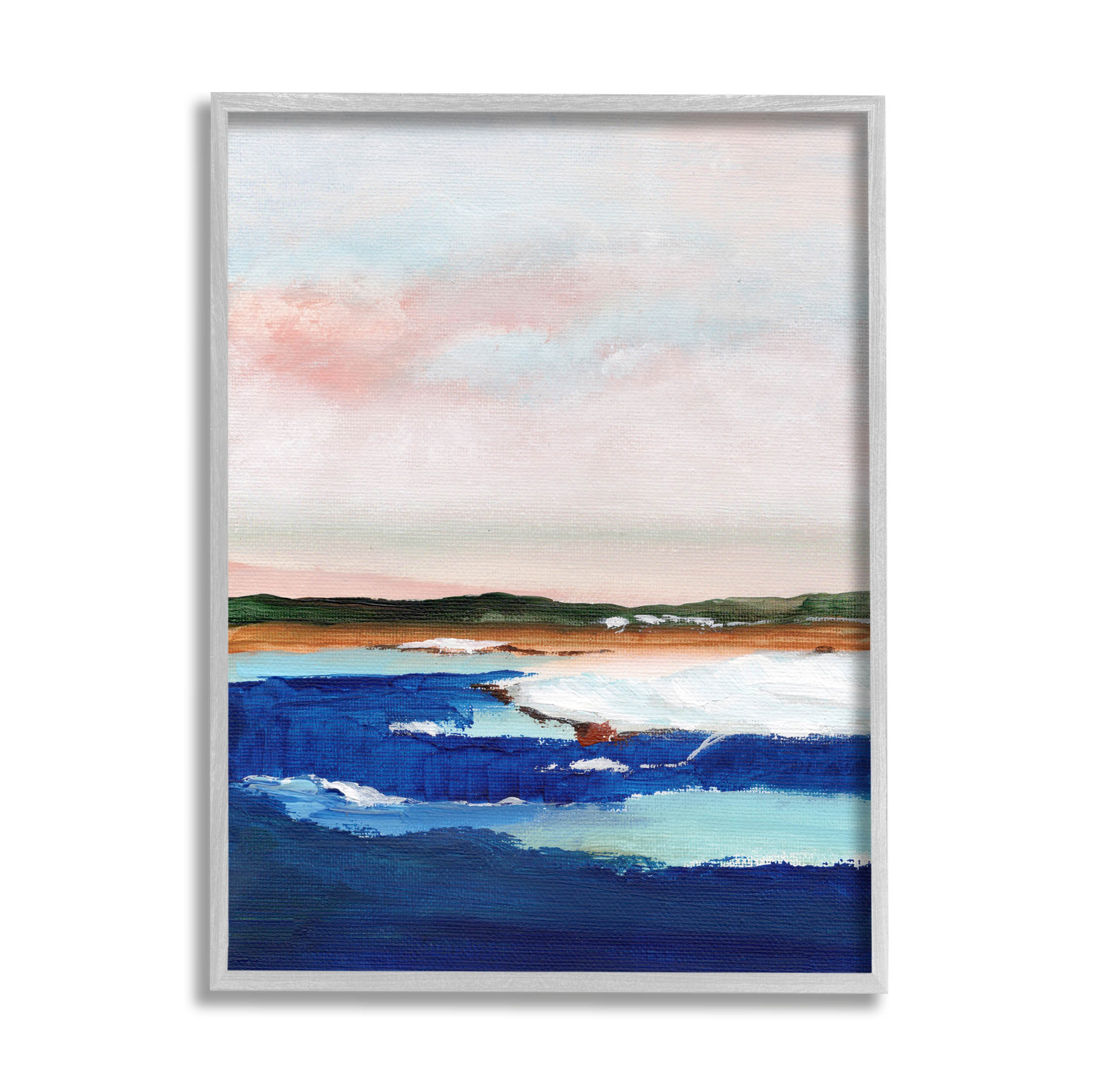 Stupell Industries Distant Land Ocean Waves Painting Painting Gray Framed Art Print Wall Art, Design by Nikita Jariwala