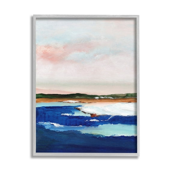 Stupell Industries Distant Land Ocean Waves Painting Painting Gray Framed Art Print Wall Art, Design by Nikita Jariwala