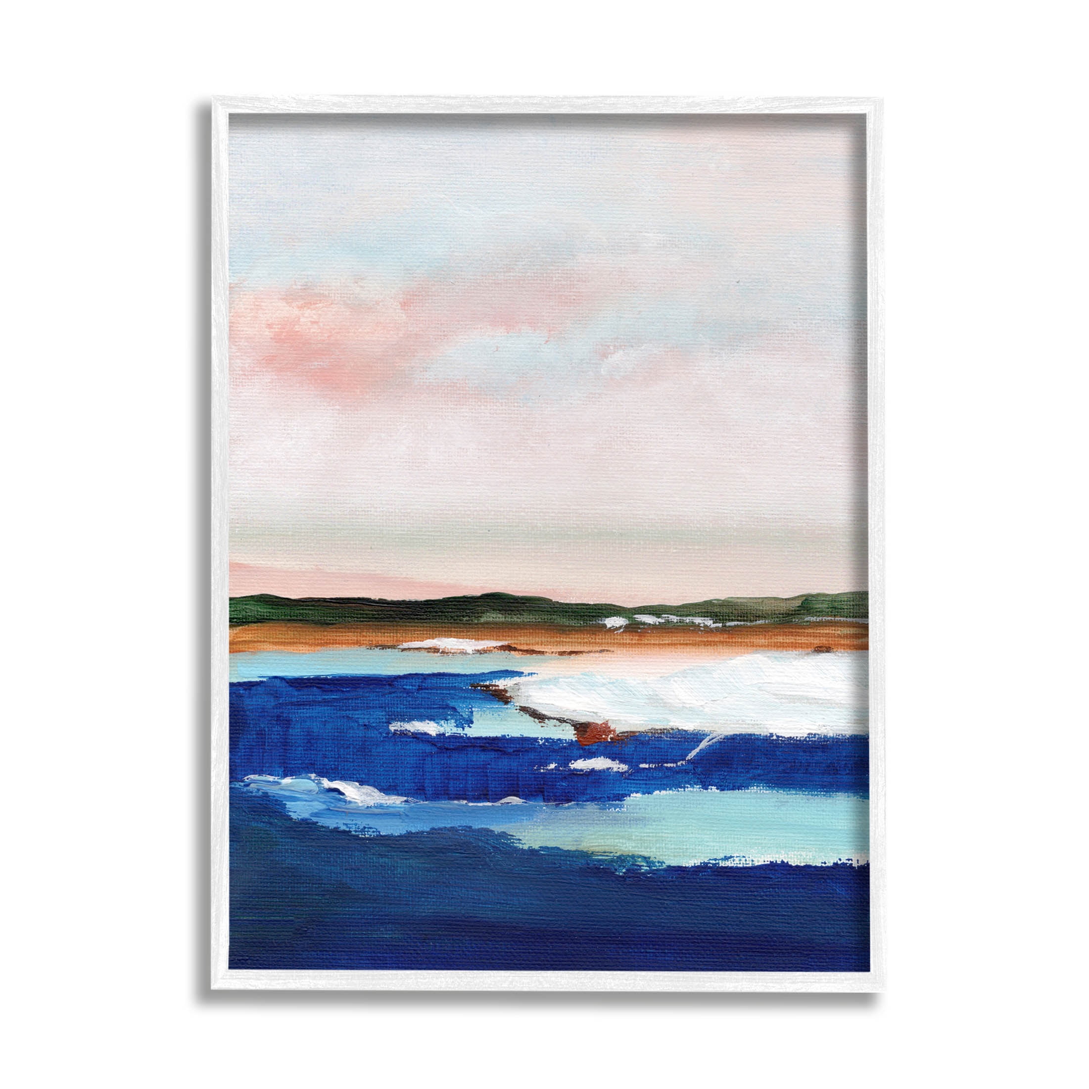 Stupell Industries Distant Land Ocean Waves Painting Painting White Framed Art Print Wall Art, Design by Nikita Jariwala