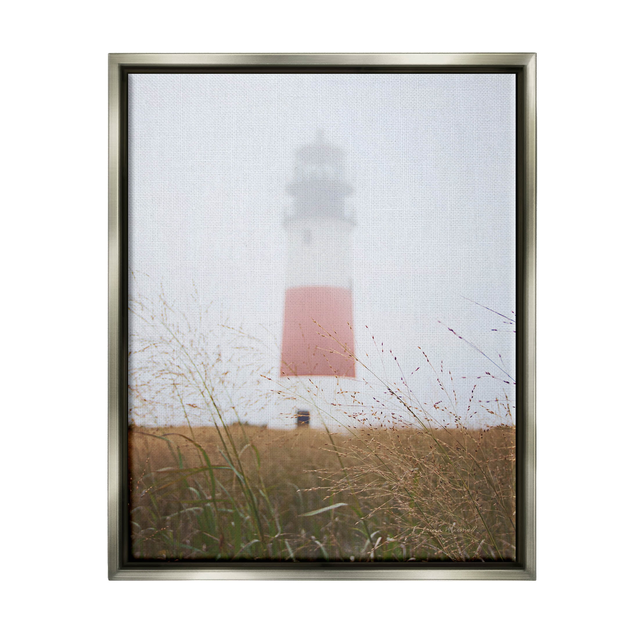 Stupell Industries Distant Lighthouse Foggy Coast Photograph Luster Gray Floating Framed Canvas Print Wall Art, Design by Laura Marshall