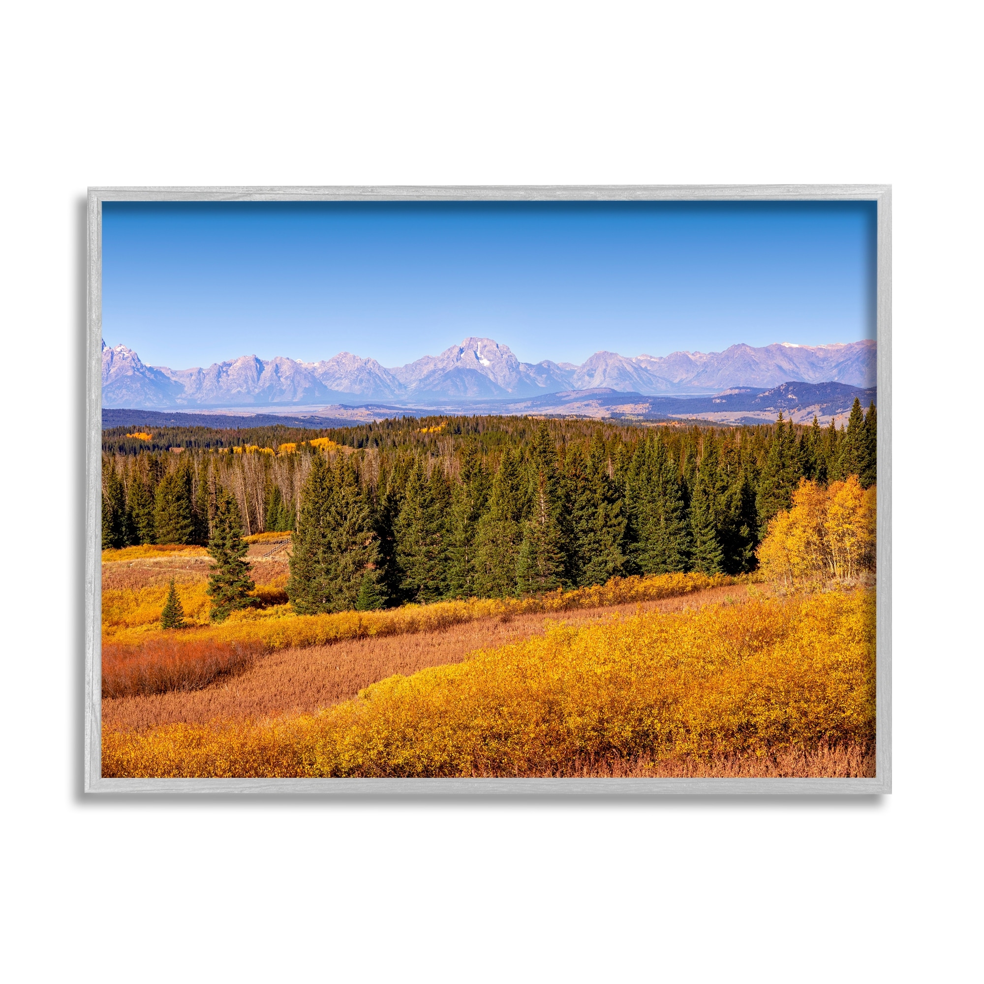 Stupell Industries Distant Mountains Woodland Fields Country Trees Scenery Framed Wall Art, 20 x 16, Design by Daniel Sproul
