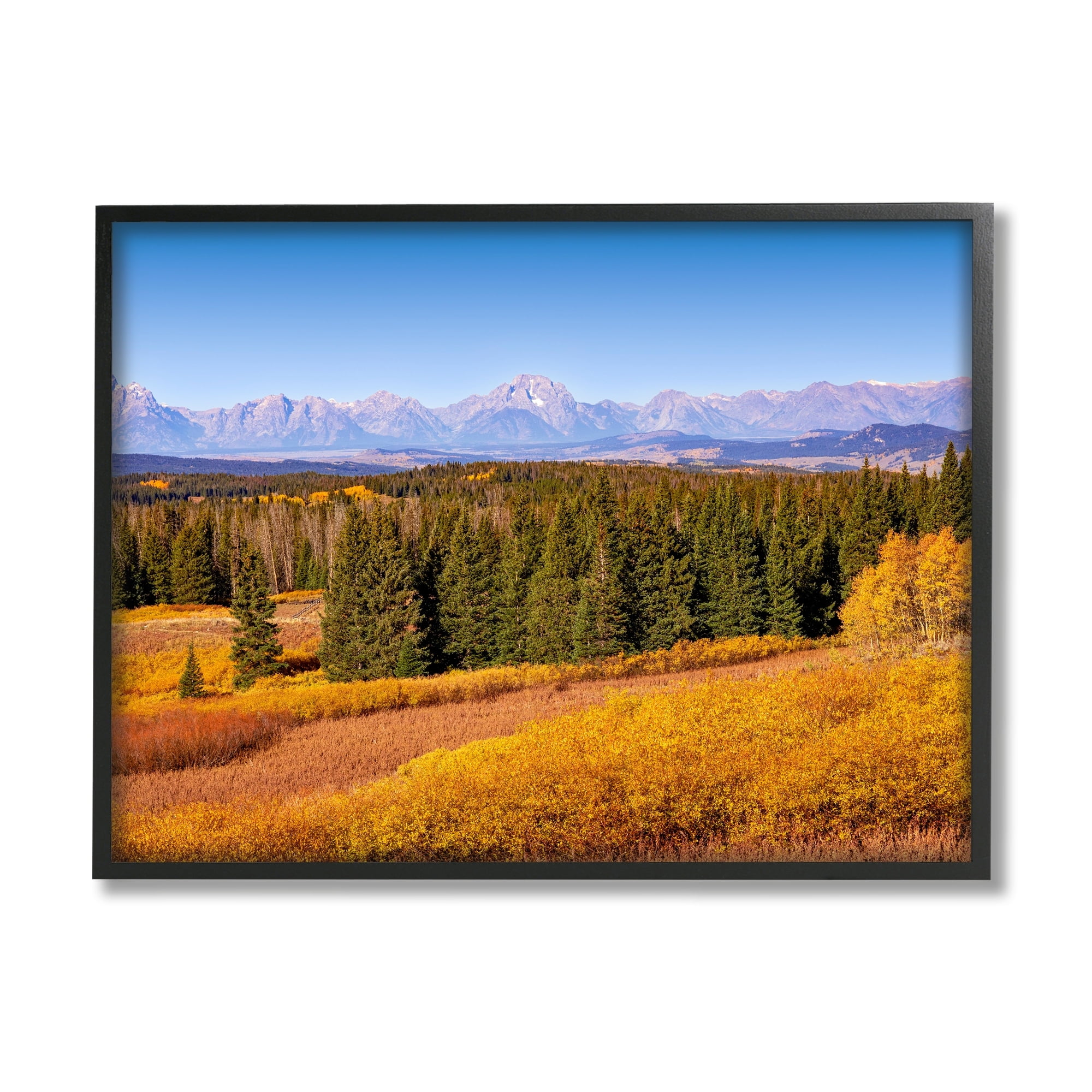 Stupell Industries Distant Mountains Woodland Fields Country Trees Scenery Framed Wall Art, 30 x 24, Design by Daniel Sproul
