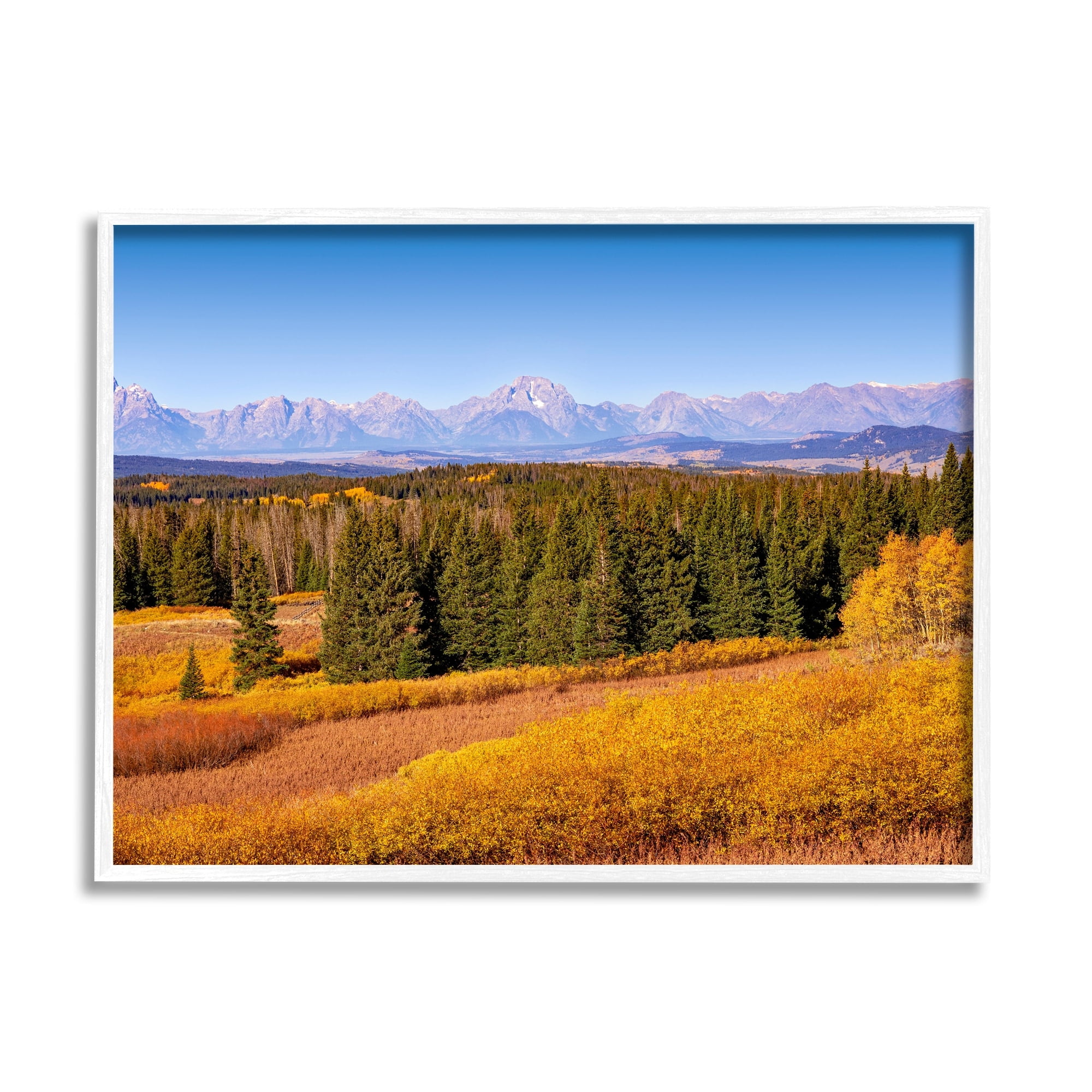 Stupell Industries Distant Mountains Woodland Fields Country Trees Scenery Framed Wall Art, 30 x 24, Design by Daniel Sproul