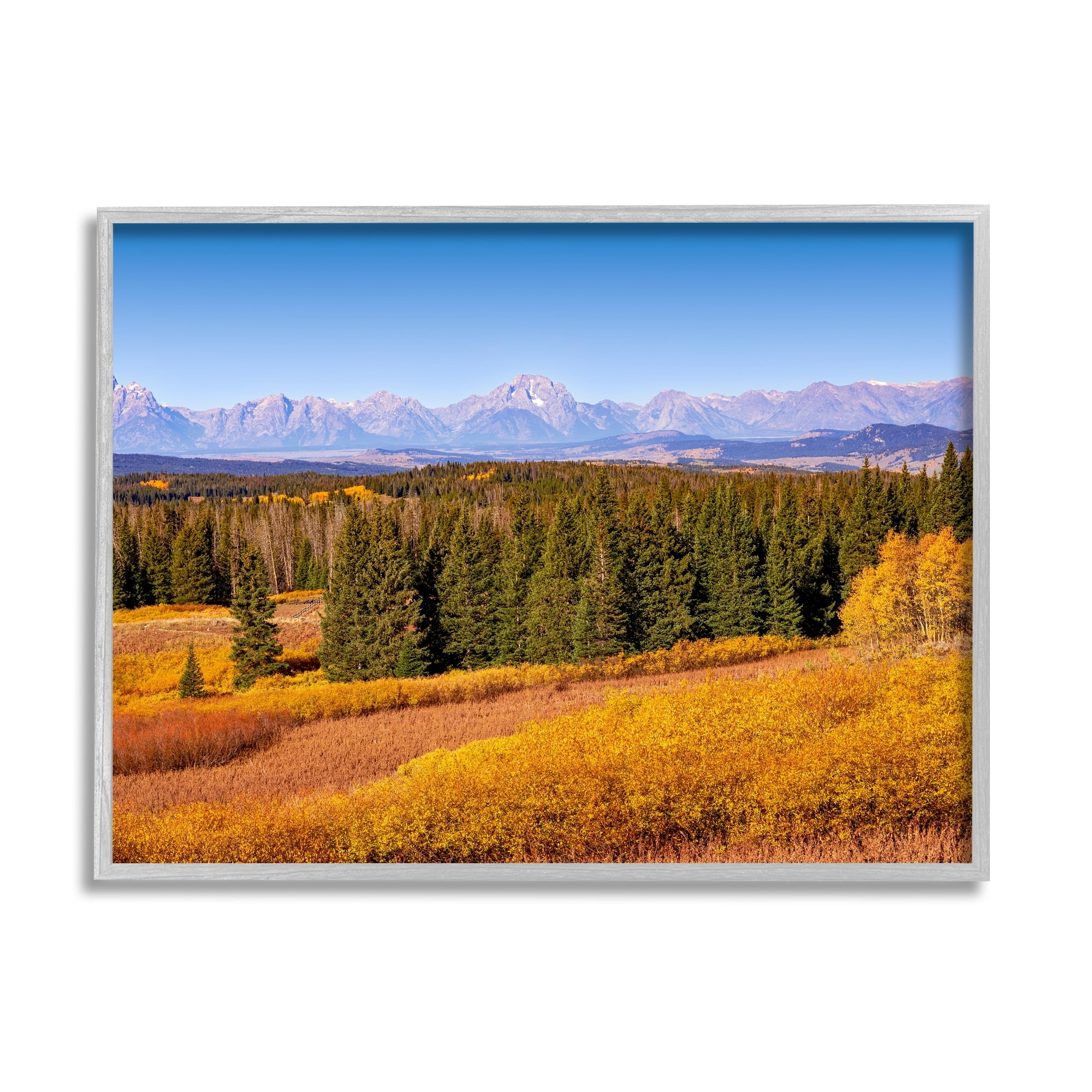 Stupell Industries Distant Mountains Woodland Fields Country Trees Scenery Framed Wall Art, 30 x 24, Design by Daniel Sproul