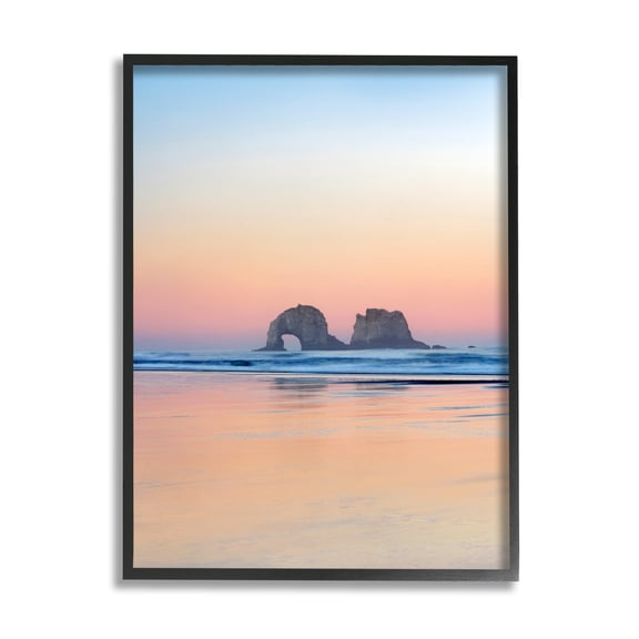 Stupell Industries Distant Ocean Cliffs Sunrise Coastal Photography Black Framed Art Print Wall Art