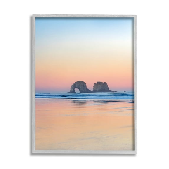 Stupell Industries Distant Ocean Cliffs Sunrise Coastal Photography Gray Framed Art Print Wall Art
