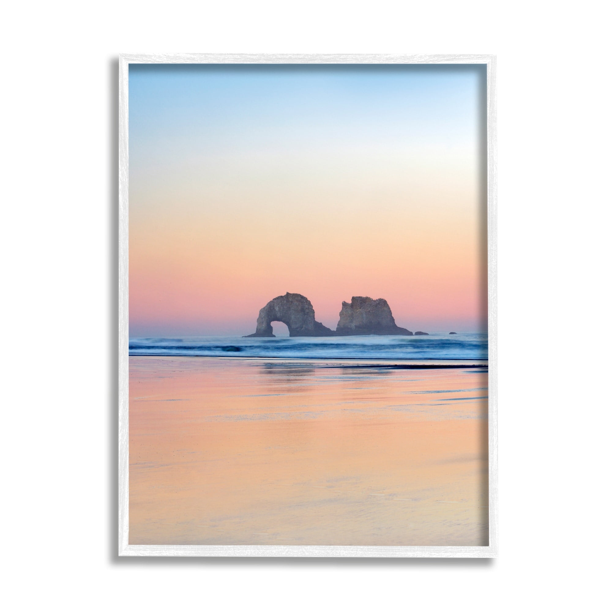 Stupell Industries Distant Ocean Cliffs Sunrise Coastal Photography White Framed Art Print Wall Art