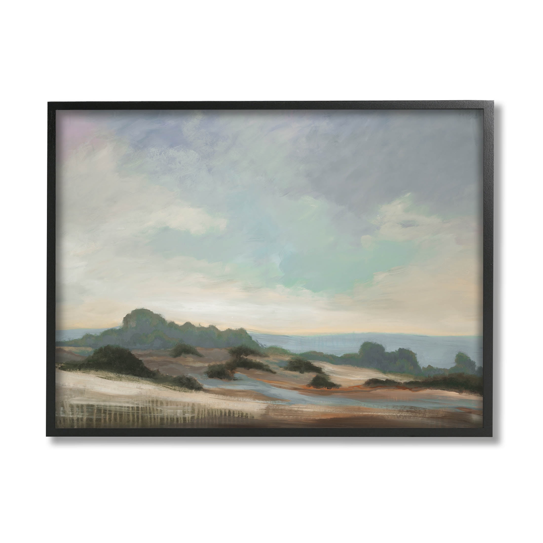 Stupell Industries Distant Ocean Landscape Scenery Painting Black Framed Art Print Wall Art, Design by Liz Jardine