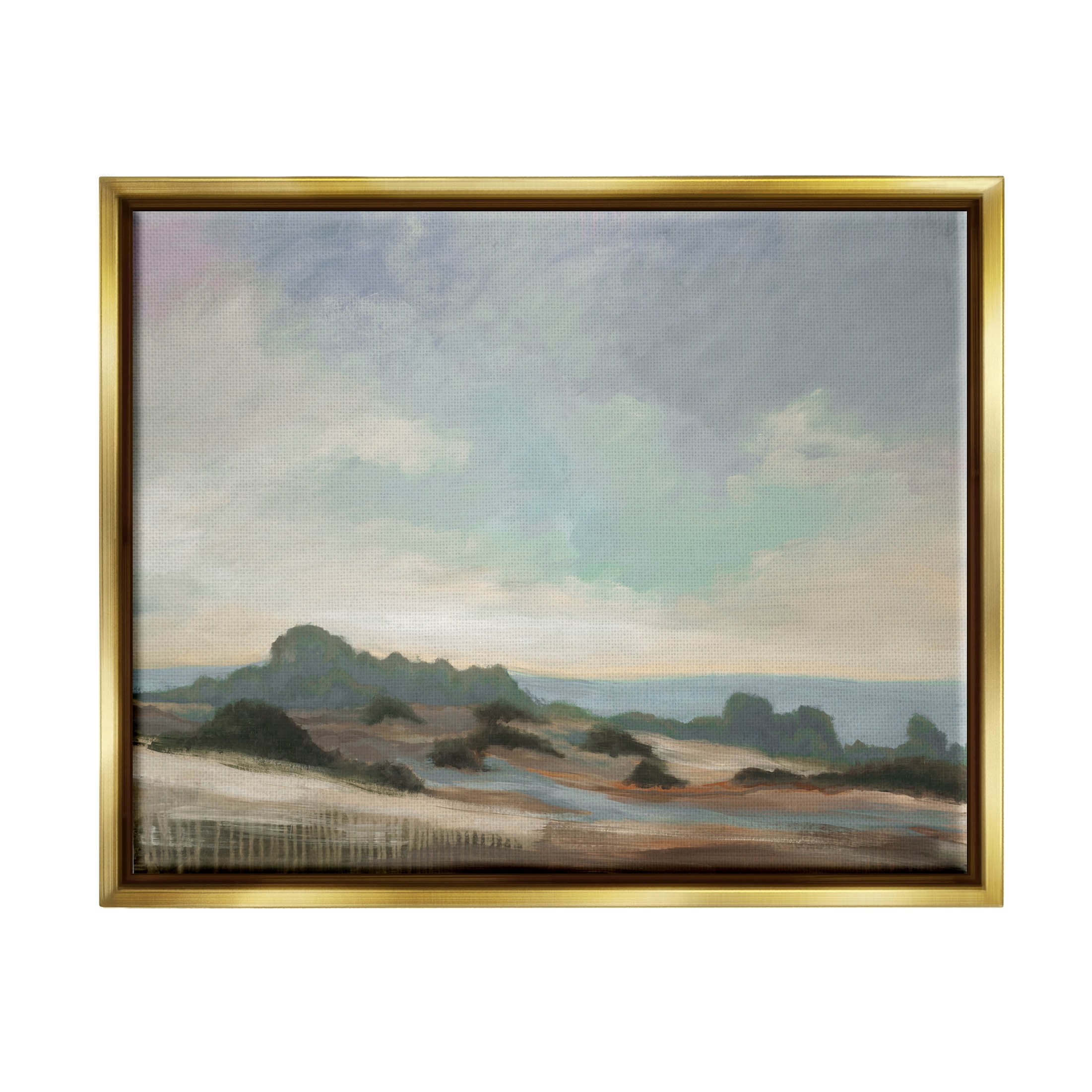 Stupell Industries Distant Ocean Landscape Scenery Painting Metallic Gold Floating Framed Canvas Print Wall Art, Design by Liz Jardine