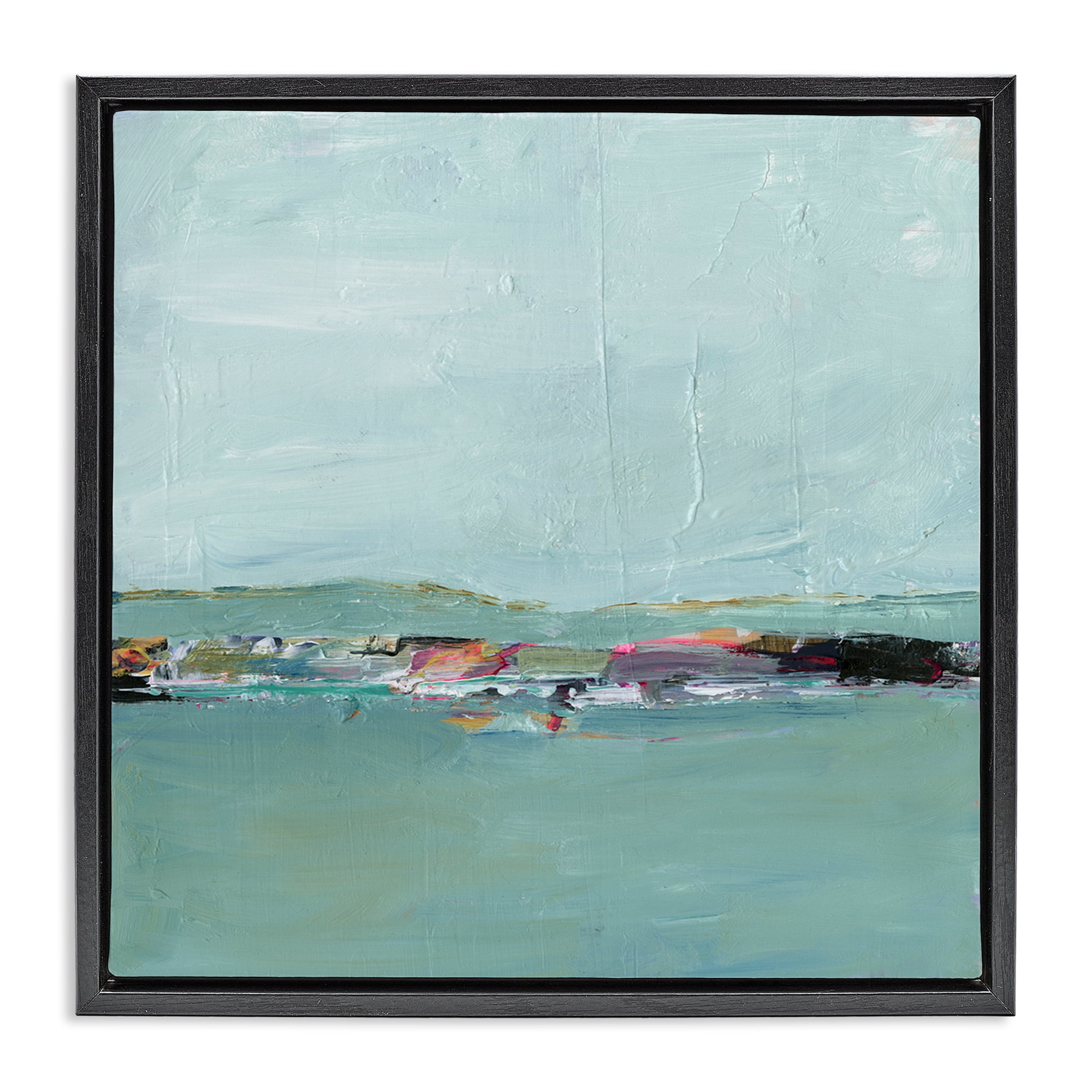 Stupell Industries Distant Ocean View Landscape & Nature Painting Black Floater Framed Canvas Art Print Wall Art, 18 x 18