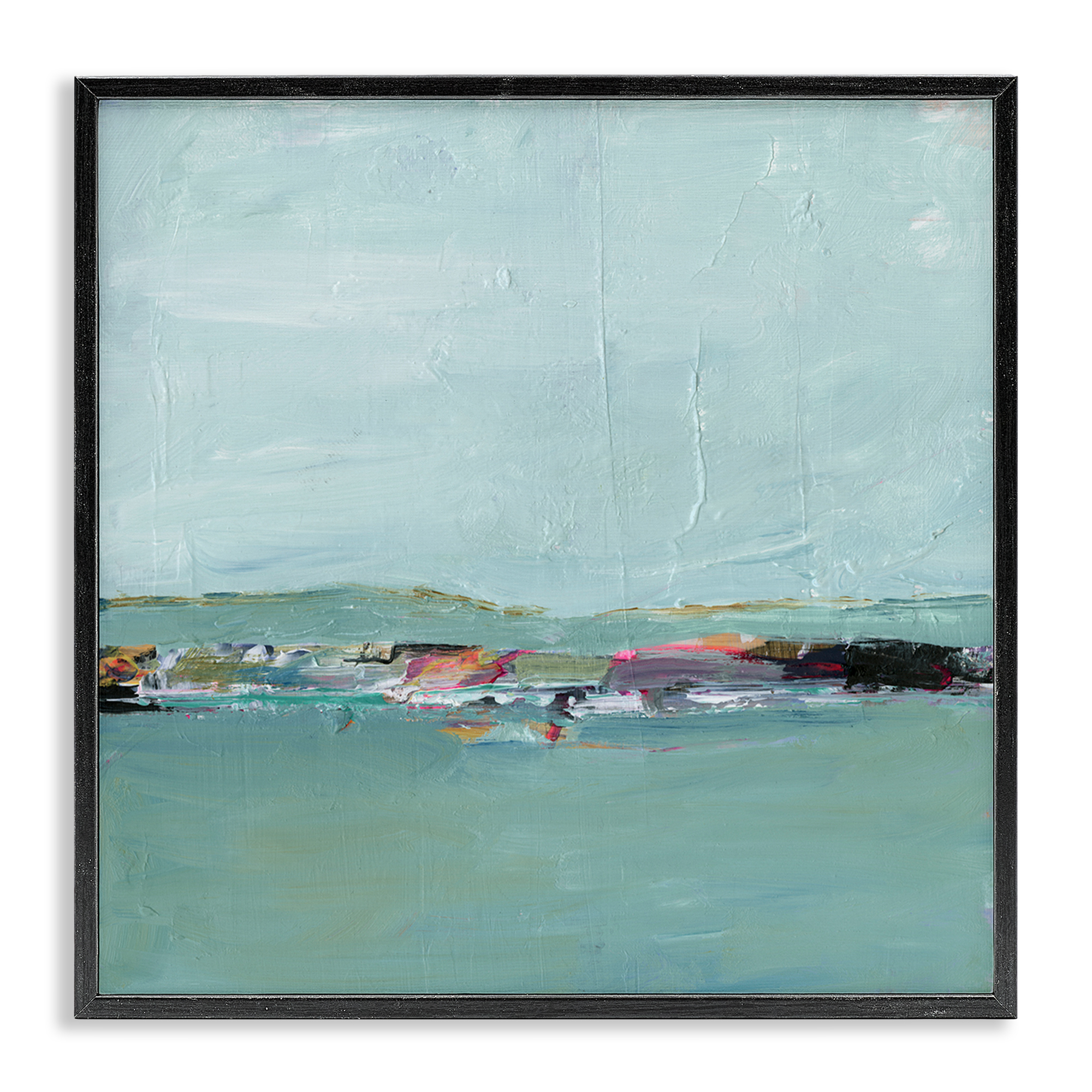 Stupell Industries Distant Ocean View Landscape & Nature Painting Black Framed Art Print Wall Art, 24 x 24