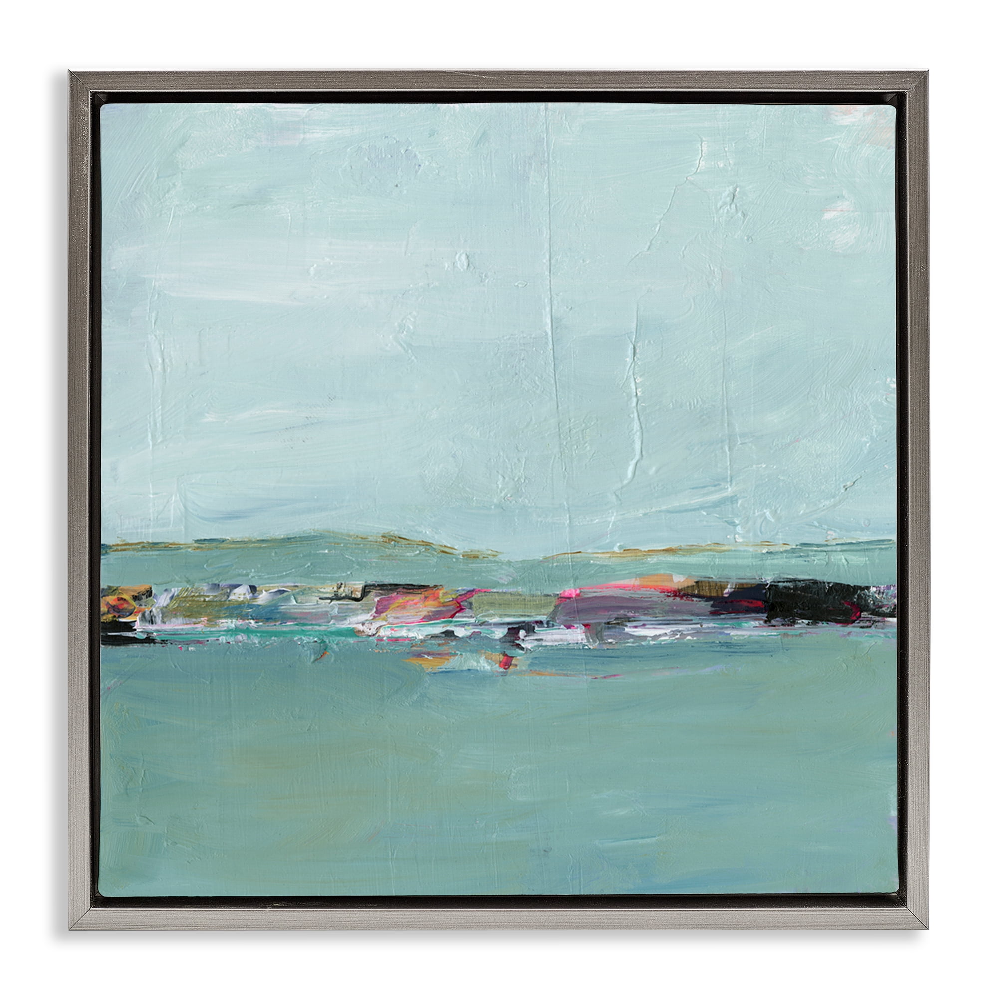 Stupell Industries Distant Ocean View Landscape & Nature Painting Gray Floater Framed Canvas Art Print Wall Art, 18 x 18
