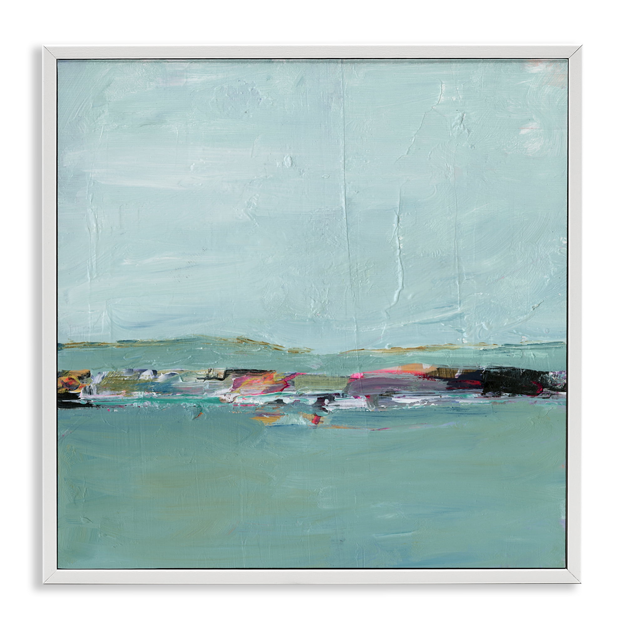 Stupell Industries Distant Ocean View Landscape & Nature Painting White Framed Art Print Wall Art, 17 x 17