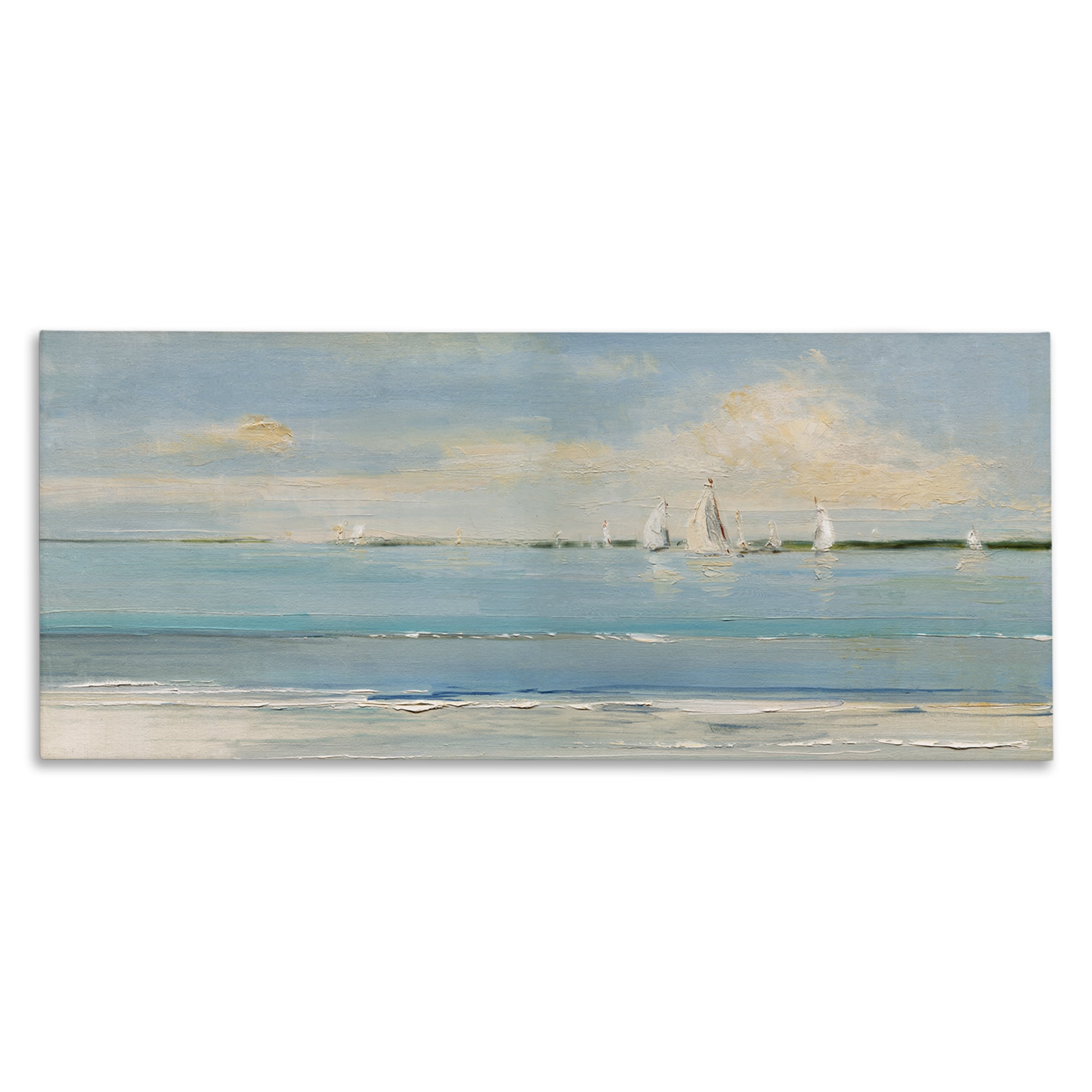 Stupell Industries Distant Painterly Sailboats Nautical & Beach Painting Wrapped Canvas Art Print Wall Art, 40 x 17