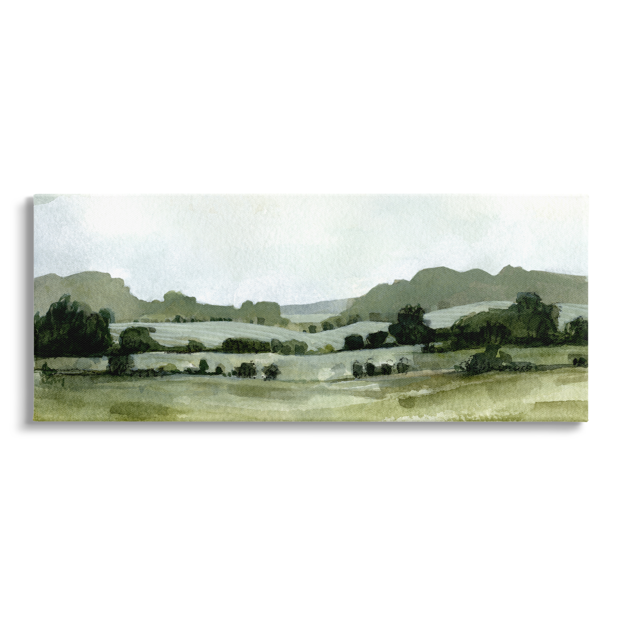 Stupell Industries Distant Rolling Hills Rural Grassland Scenic Landscape Painting Gallery Wrapped Canvas Print Wall Art, Design by Emma Caroline