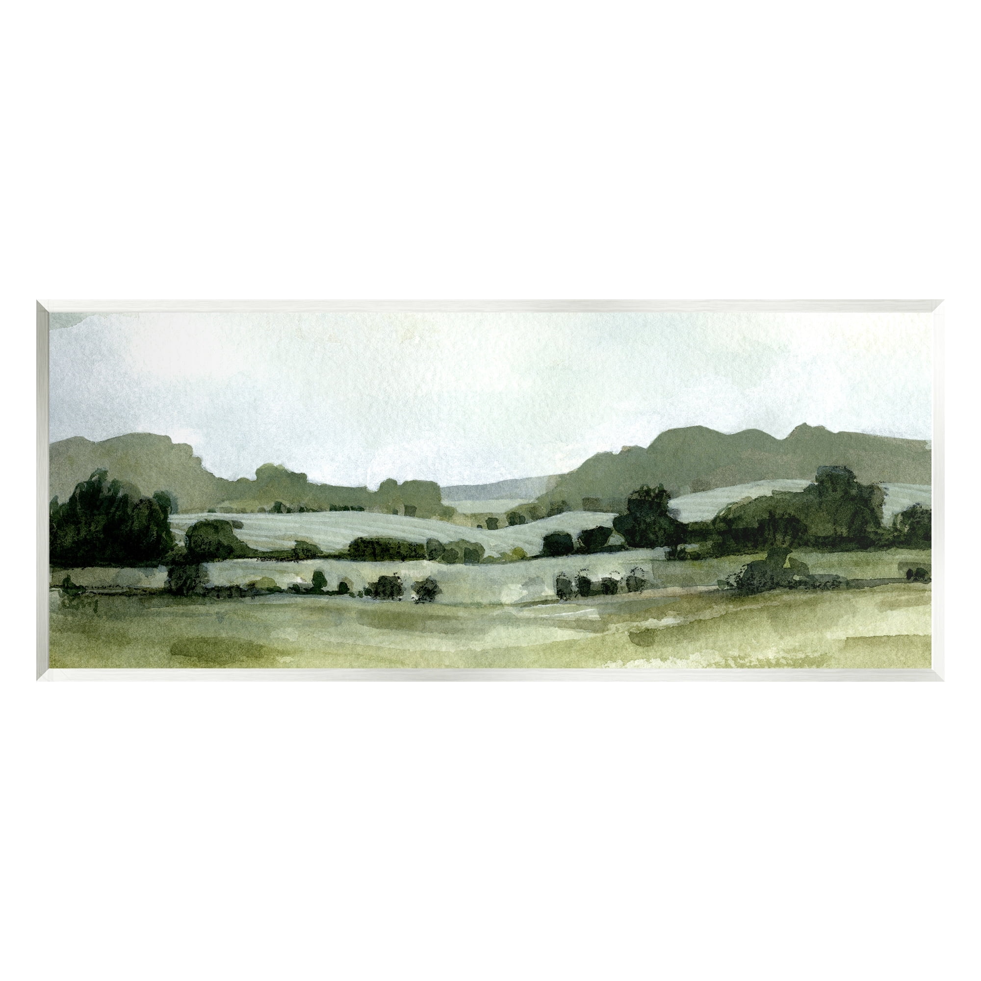 Stupell Industries Distant Rolling Hills Rural Grassland Scenic Landscape Painting Unframed Art Print Wall Art, Design by Emma Caroline