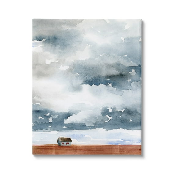 Stupell Industries Distant Rural Cottage Heavy Clouds Watercolor Painting Painting Gallery Wrapped Canvas Print Wall Art, Design by Jennifer Paxton Parker