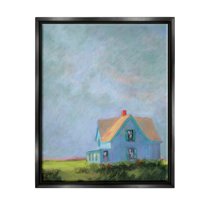 Stupell Industries Distant Rural House Dark Cloudy Sky Painting Jet Black Floating Framed Canvas Print Wall Art, Design by Sweetwater