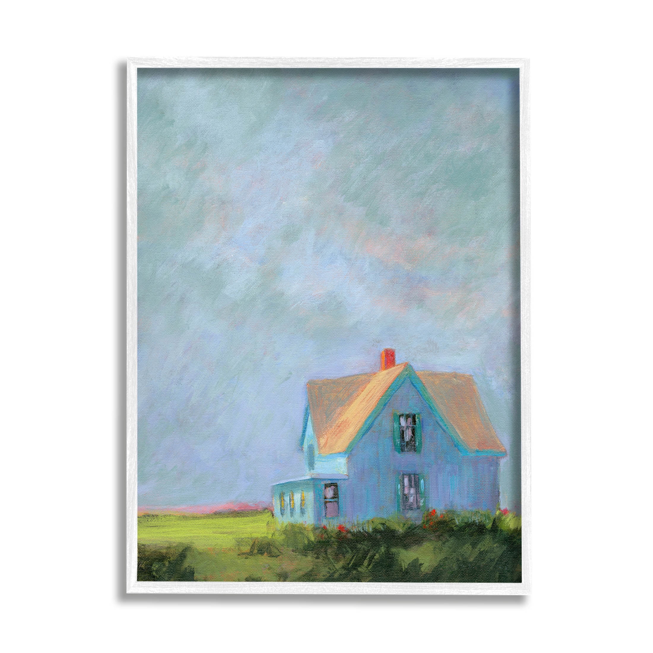 Stupell Industries Distant Rural House Dark Cloudy Sky Painting White Framed Art Print Wall Art, Design by Sweetwater