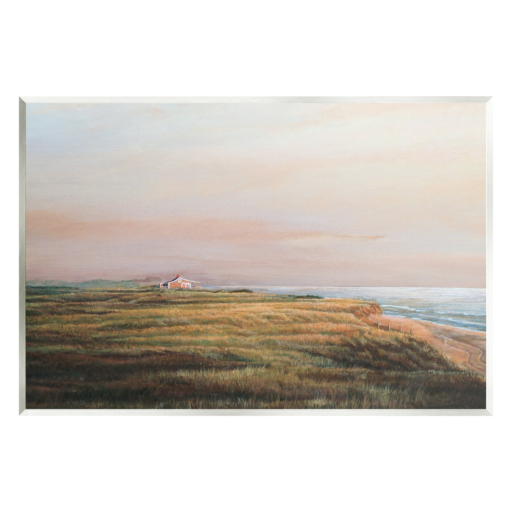 Stupell Industries Distant Seaside Cottage Rural Beach Ocean View Painting Unframed Art Print Wall Art, Design by Tom Mielko