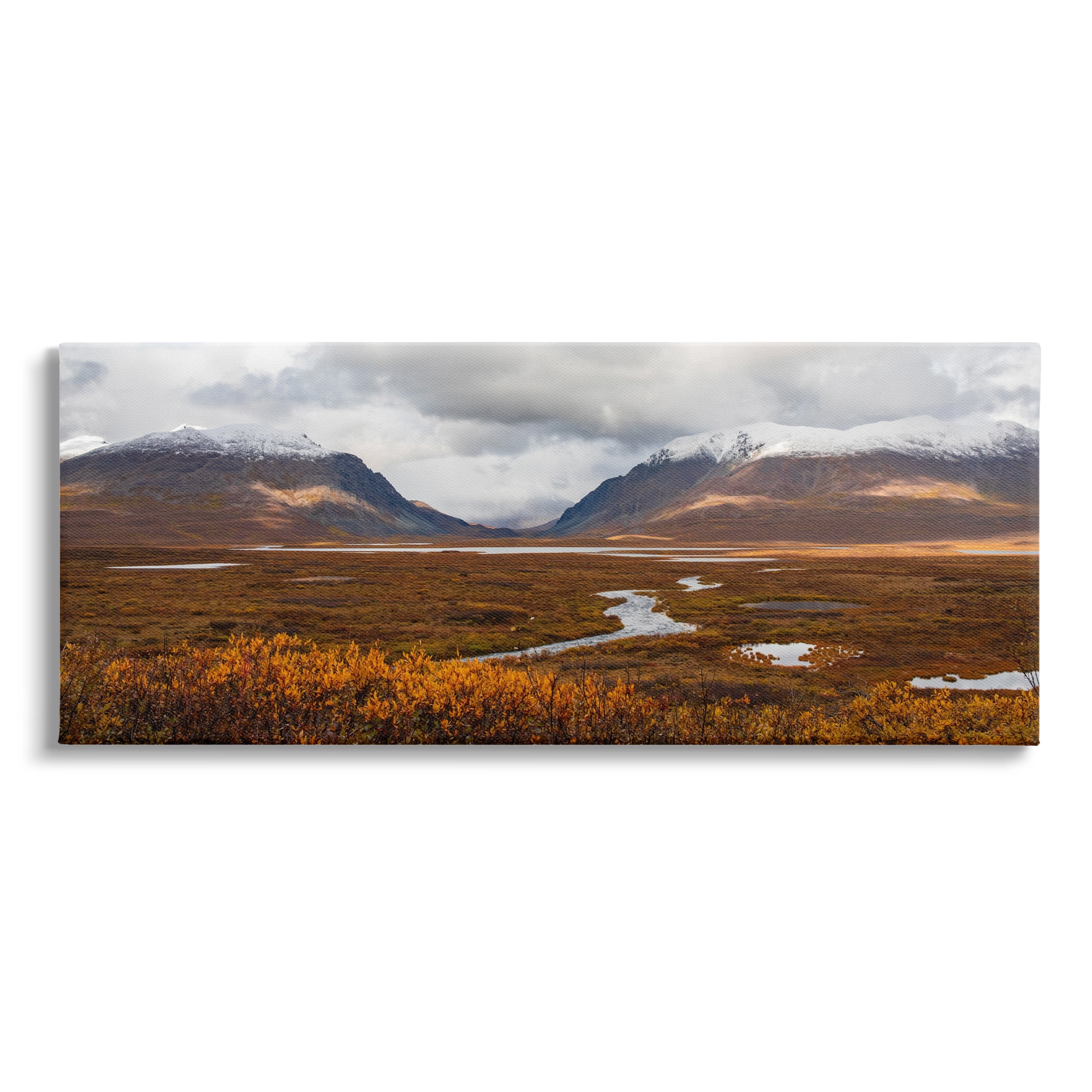 Stupell Industries Distant Snowy Peaks Landscape Photography Gallery Wrapped Canvas Art Print Wall Art, 30 x 13