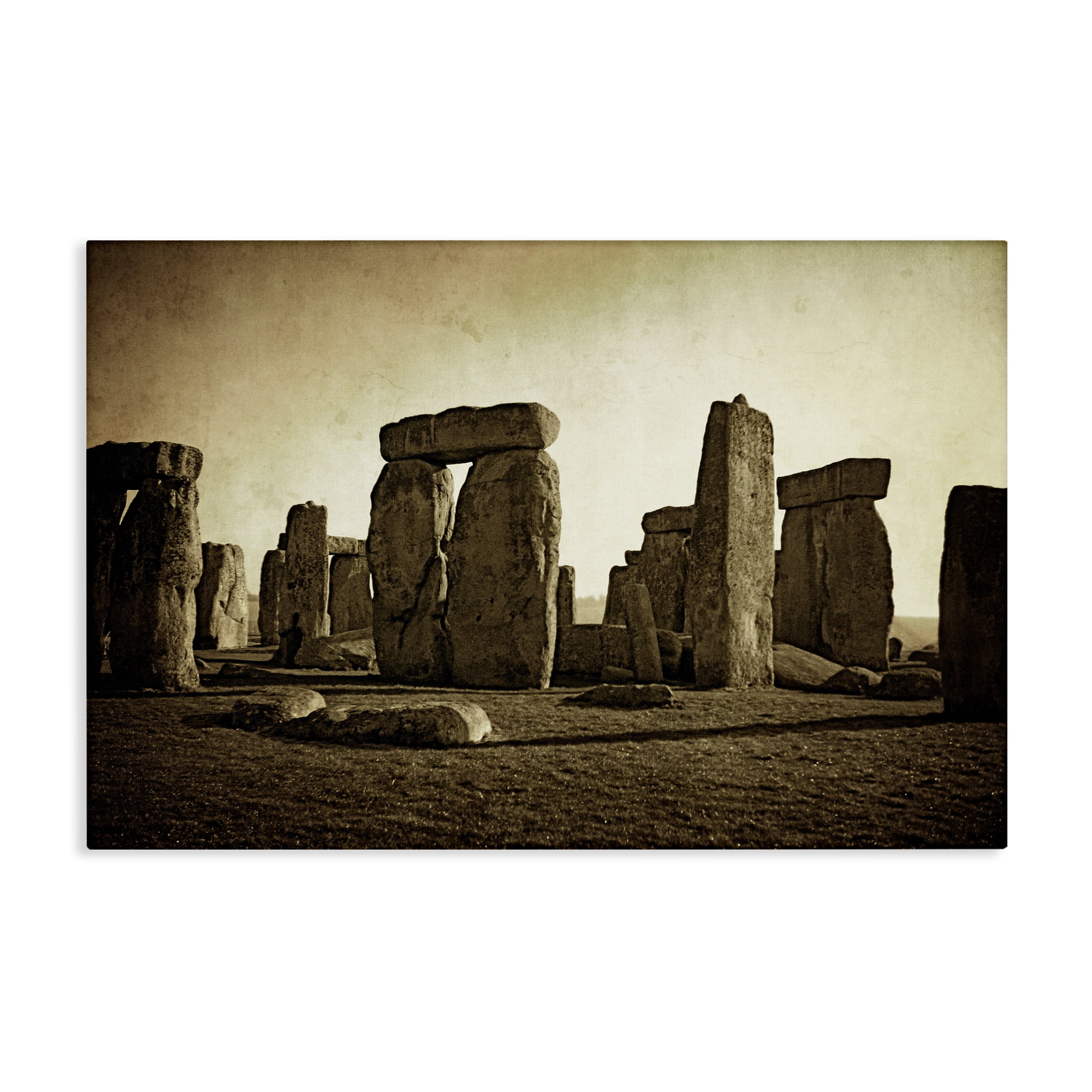 Stupell Industries Distant Stonehenge Sepia Landscape & Nature Photography Wrapped Canvas Art Print Wall Art, 30 x 20