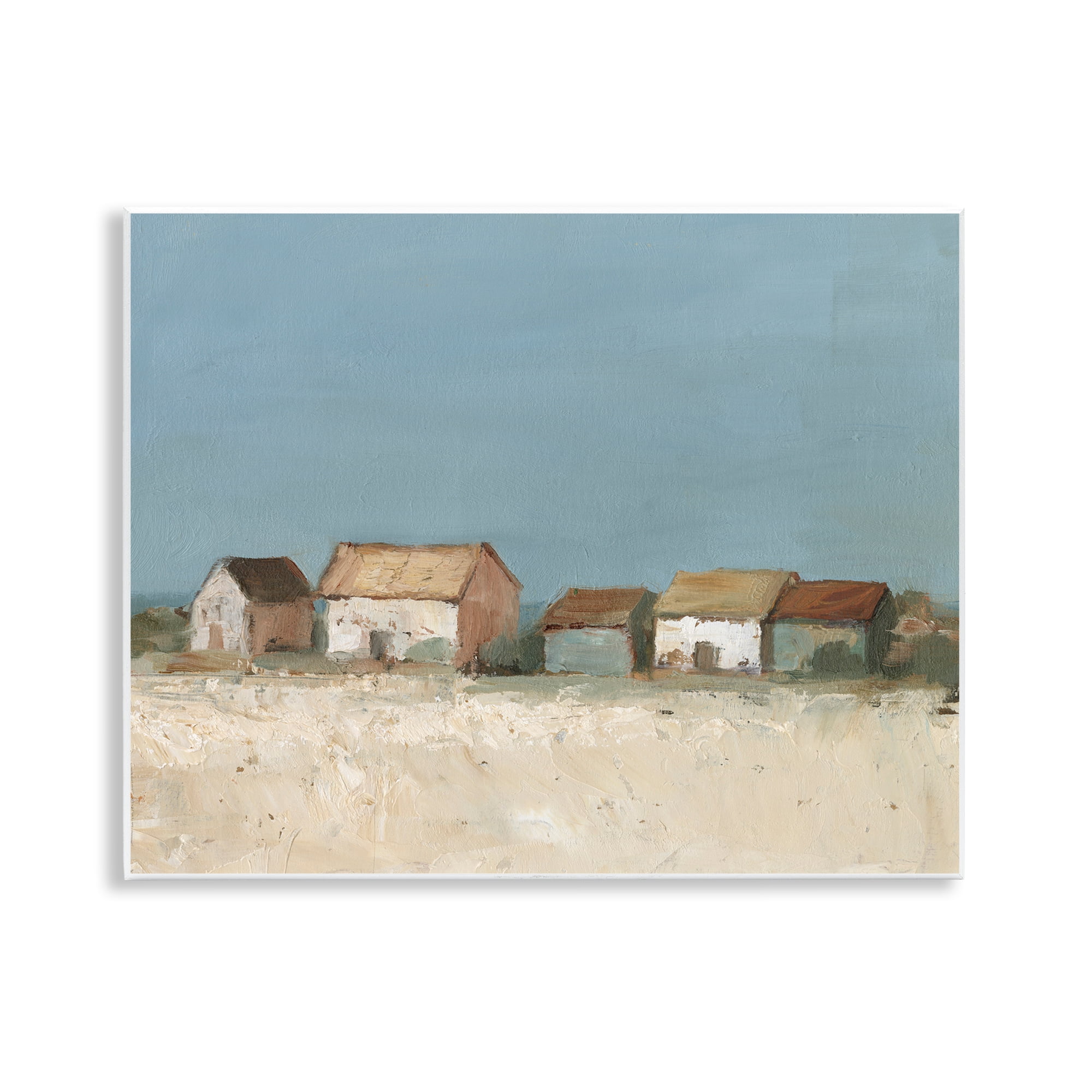 Stupell Industries Distant Town House Landscape & Nature Painting Unframed Art Print Wall Art, 14 x 11
