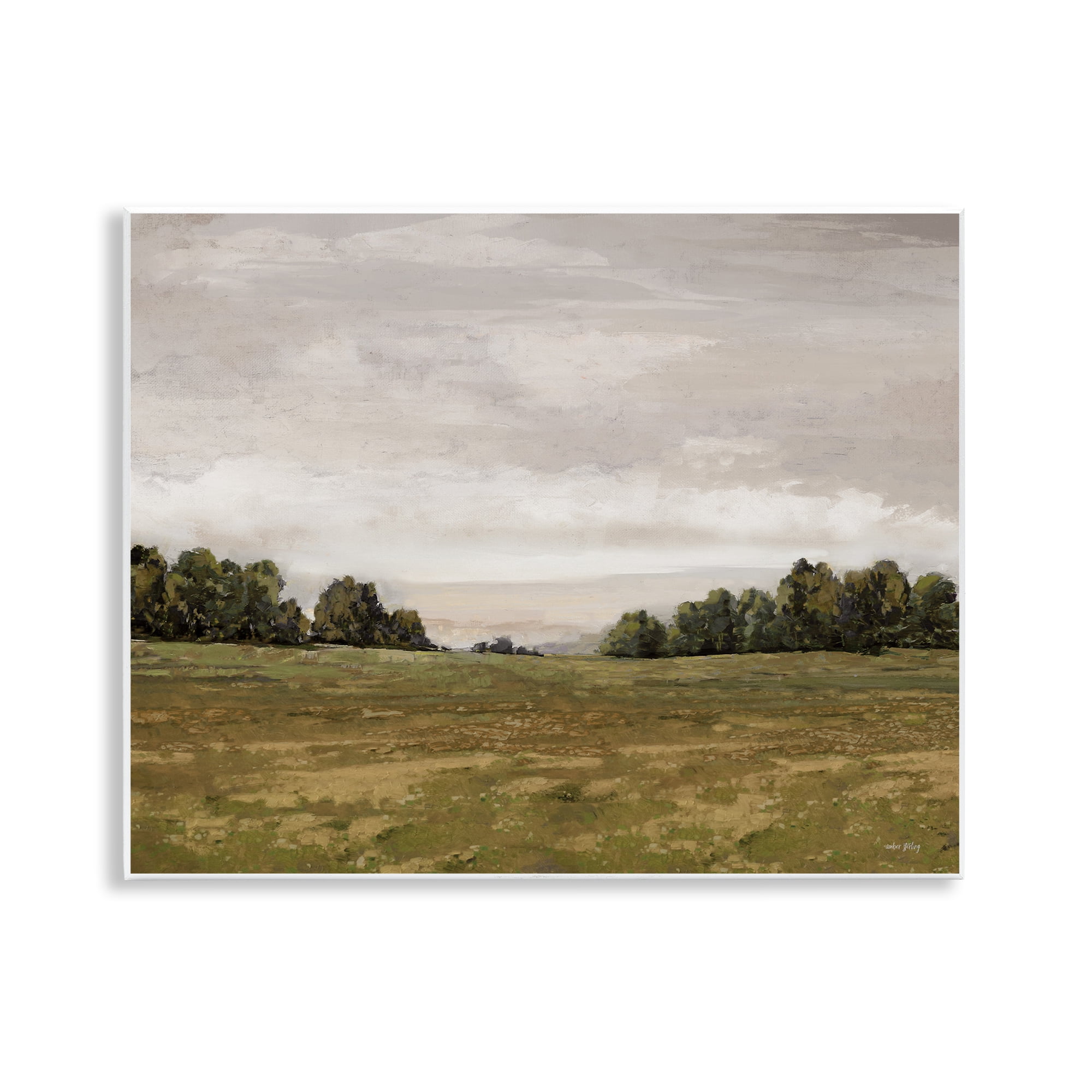 Stupell Industries Distant Trees Grassland Landscape Painting Unframed Art Print Wall Art, 14 x 11