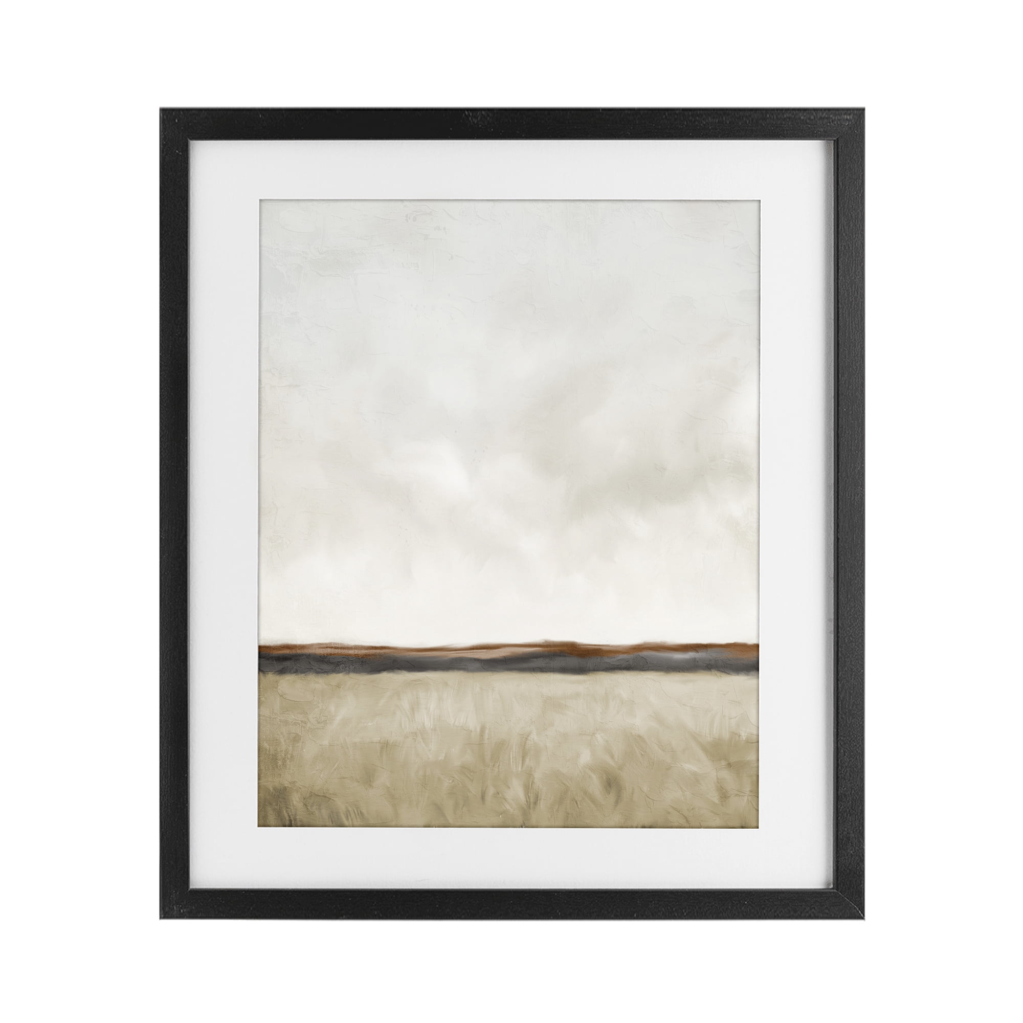 Stupell Industries Distant View in Neutrals Black Framed Print Under Glass, design by Kim Allen