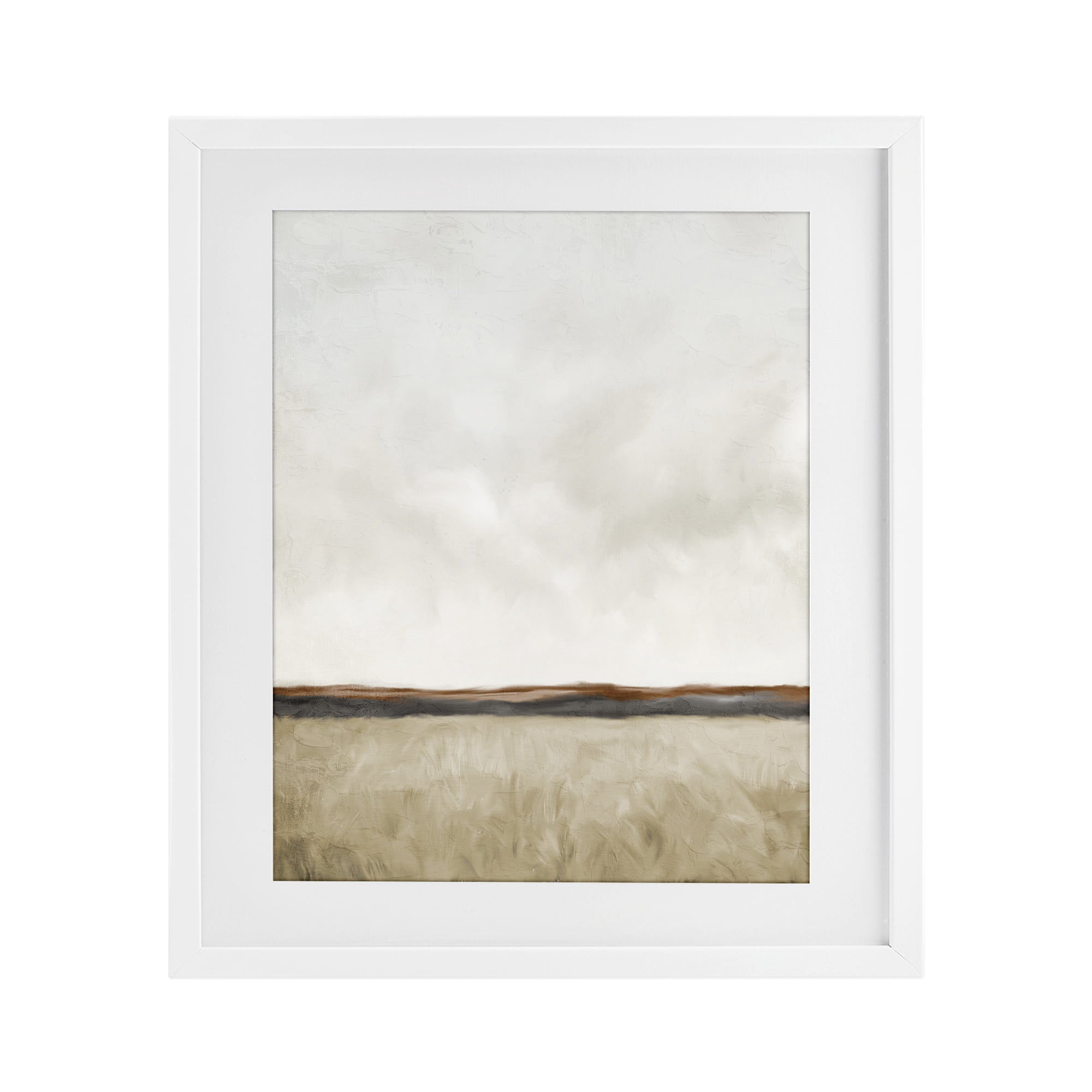 Stupell Industries Distant View in Neutrals White Framed Print Under Glass, design by Kim Allen