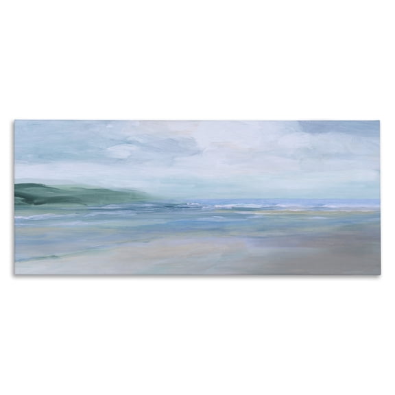 Stupell Industries Distant Waves on Coast Beach Painting Wrapped Canvas Canvas Art Print Wall Art, 30 x 13