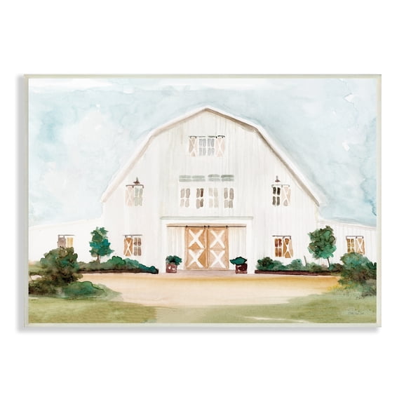 Stupell Industries Distant White Country Barn Rural Blue Sky , 19 x 13, Design by Stellar Design Studio