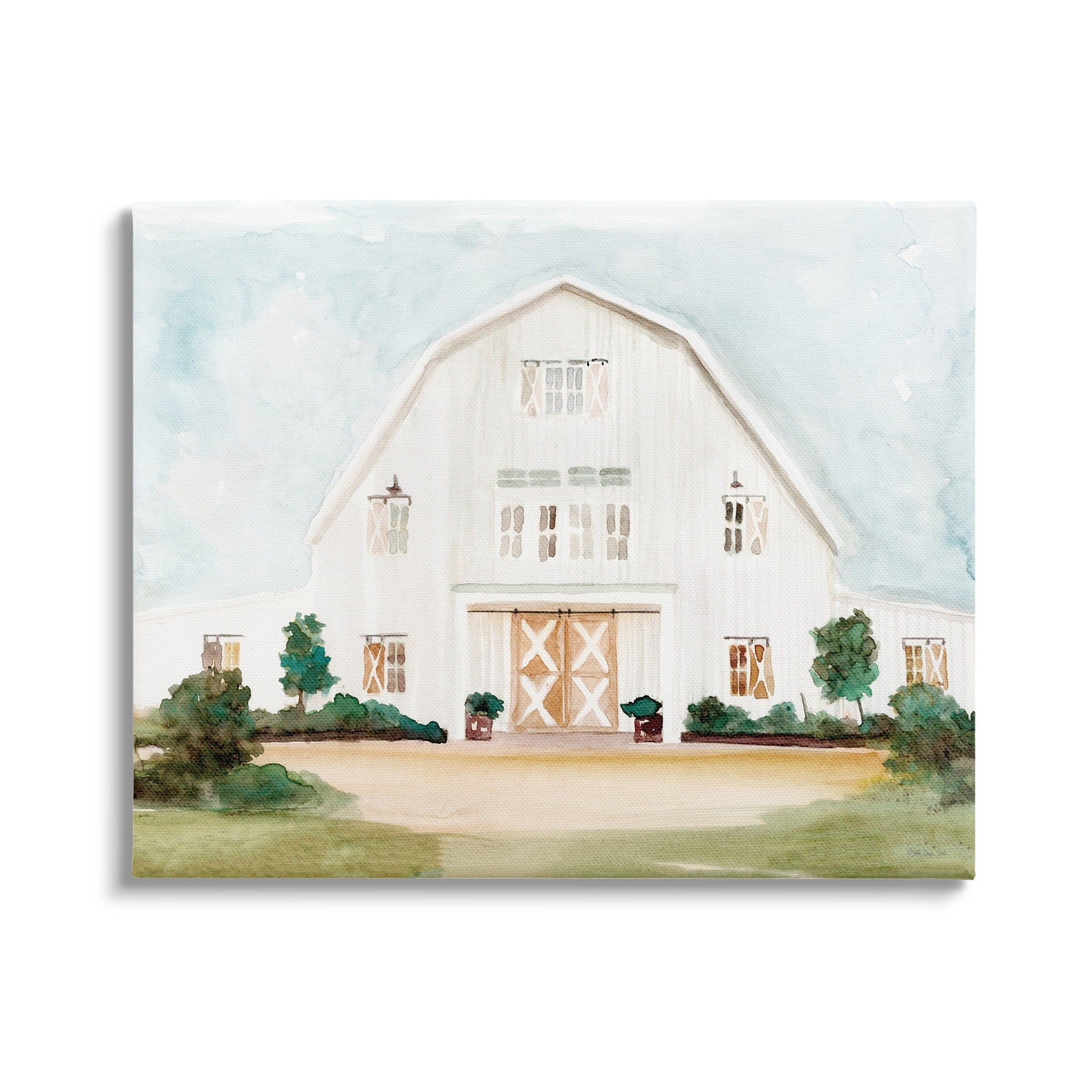 Stupell Industries Distant White Country Barn Rural Blue Sky , 20 x 16, Design by Stellar Design Studio
