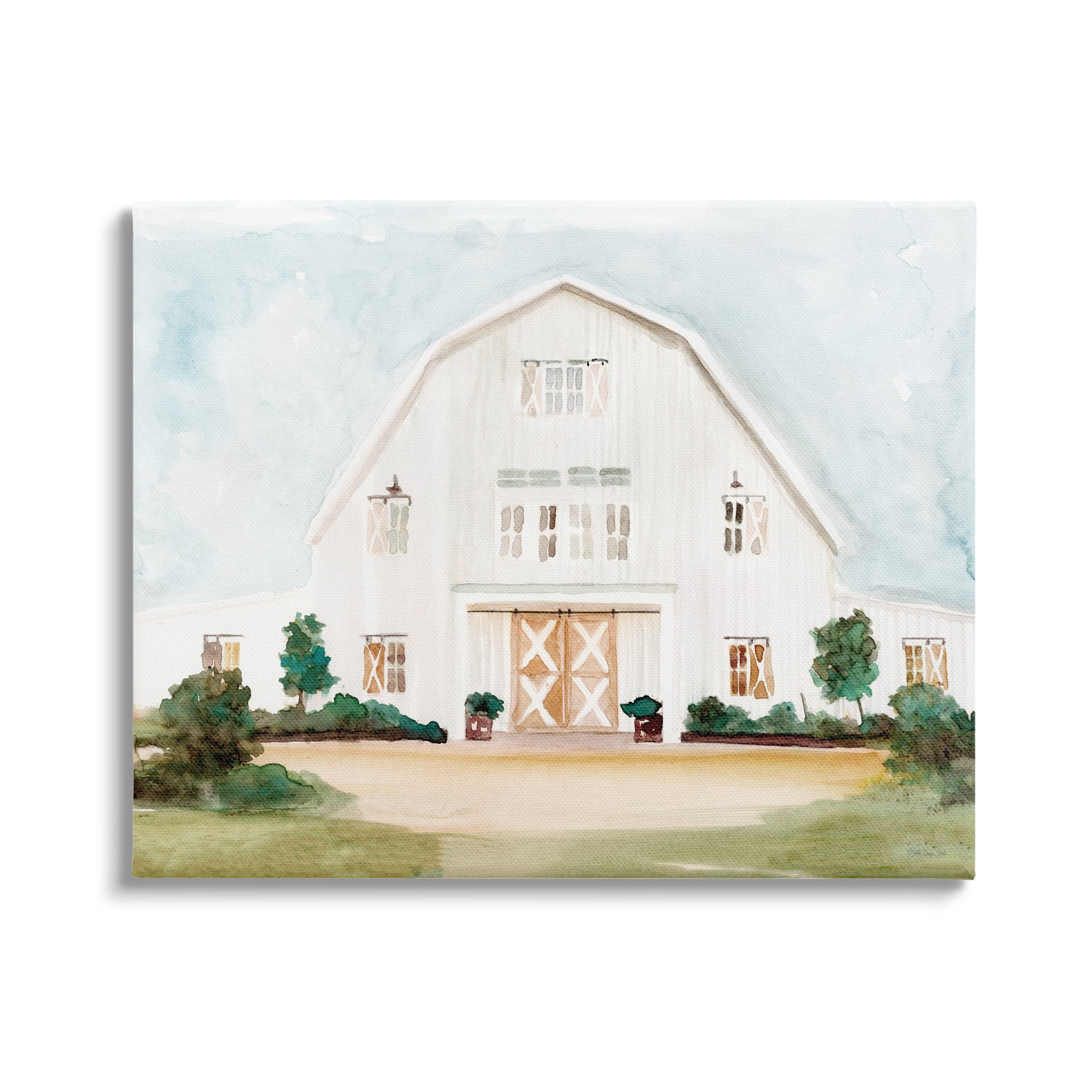 Stupell Industries Distant White Country Barn Rural Blue Sky , 48 x 36, Design by Stellar Design Studio