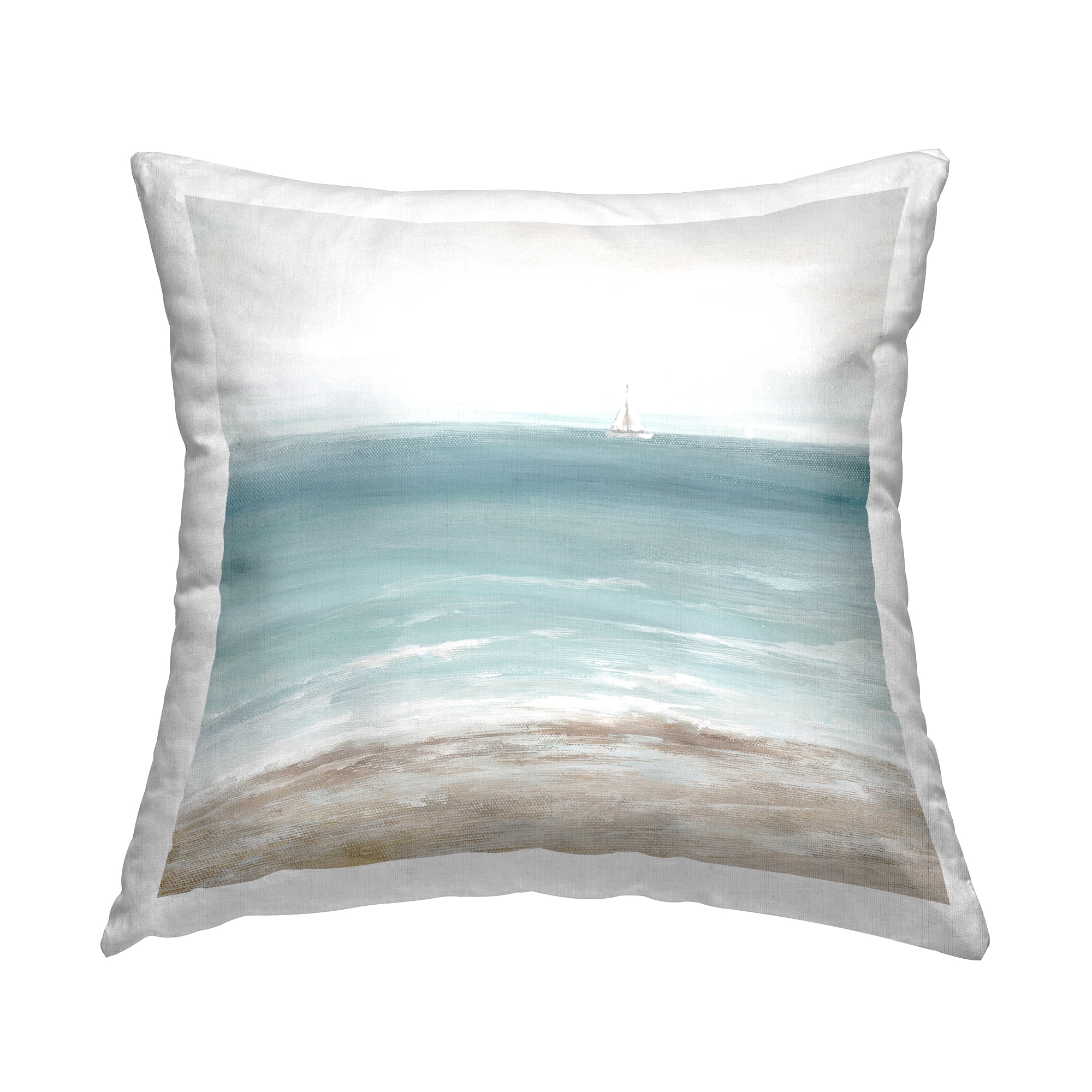 Stupell Industries Distant White Sailboat Decorative Printed Throw Pillow Design by Nan.