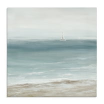 Stupell Industries Distant White Sailboat Nautical & Beach Painting Wrapped Canvas Art Print Wall Art, 17 x 17