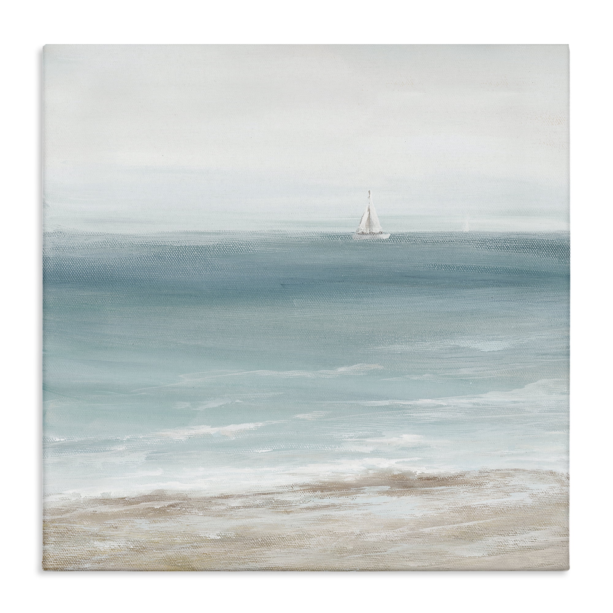 Stupell Industries Distant White Sailboat Nautical & Beach Painting Wrapped Canvas Art Print Wall Art, 24 x 24