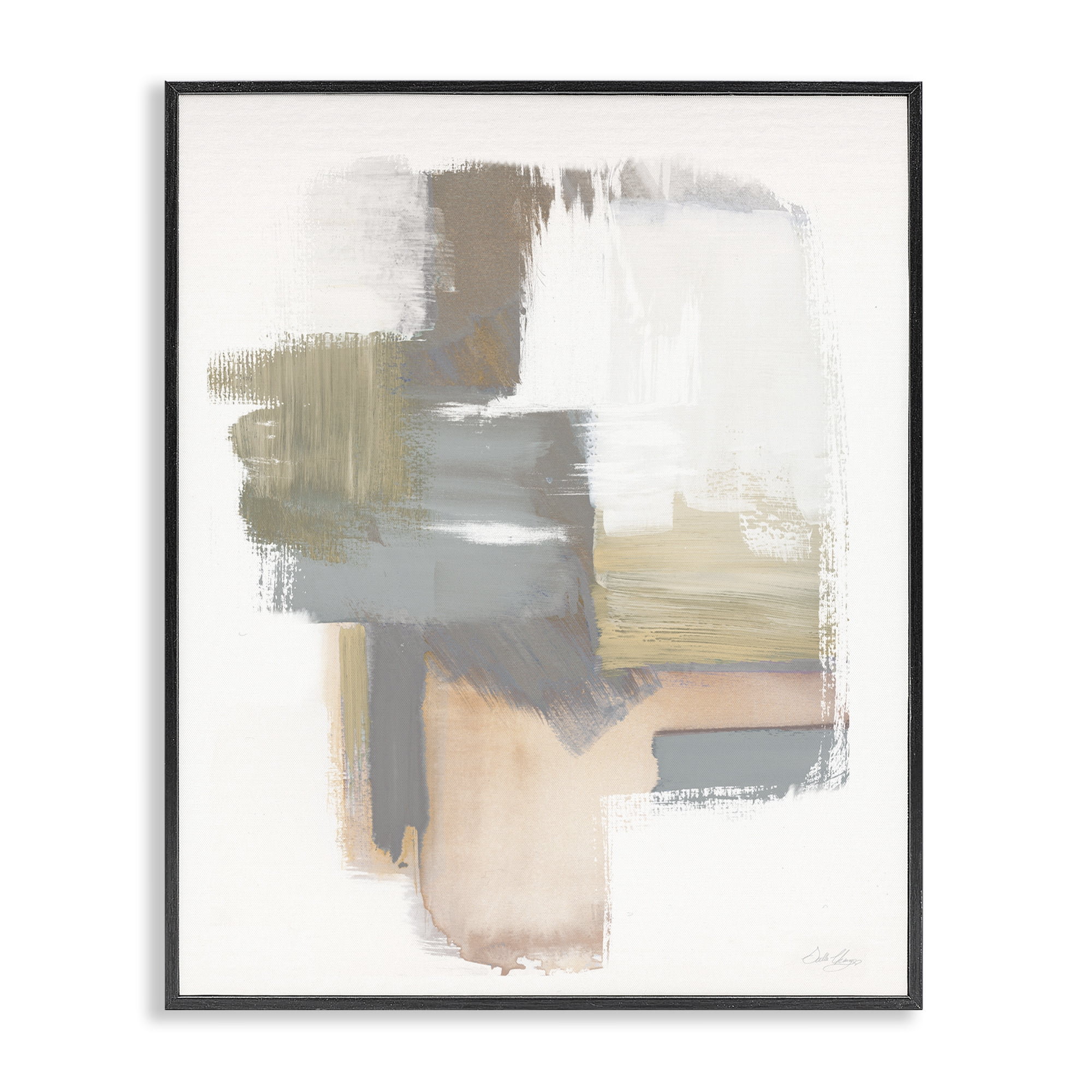 Stupell Industries Distorted Paint Strokes Abstract Painting Black Framed Art Print Wall Art, 24 x 30