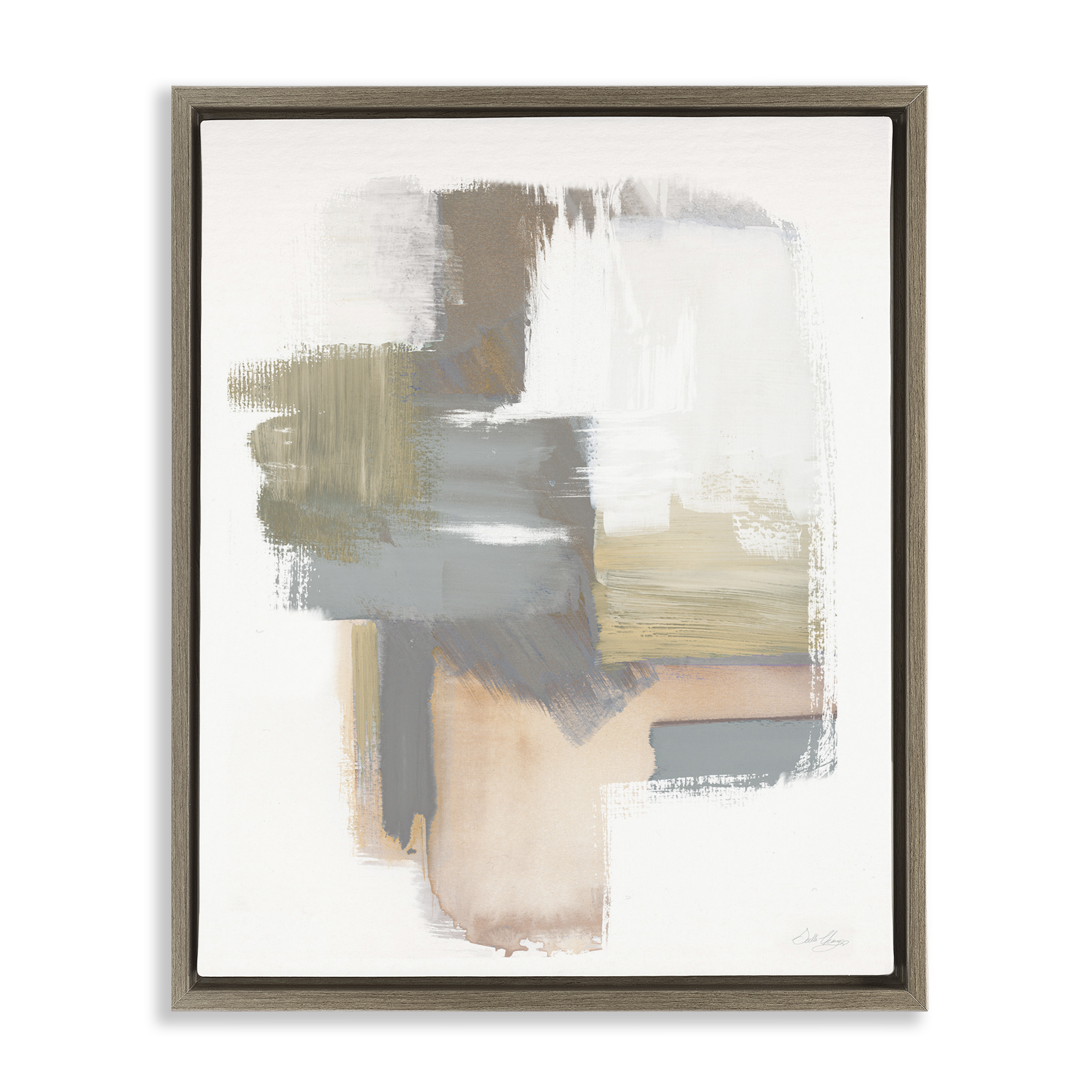 Stupell Industries Distorted Paint Strokes Abstract Painting Brown Floater Framed Canvas Art Print Wall Art, 17 x 21