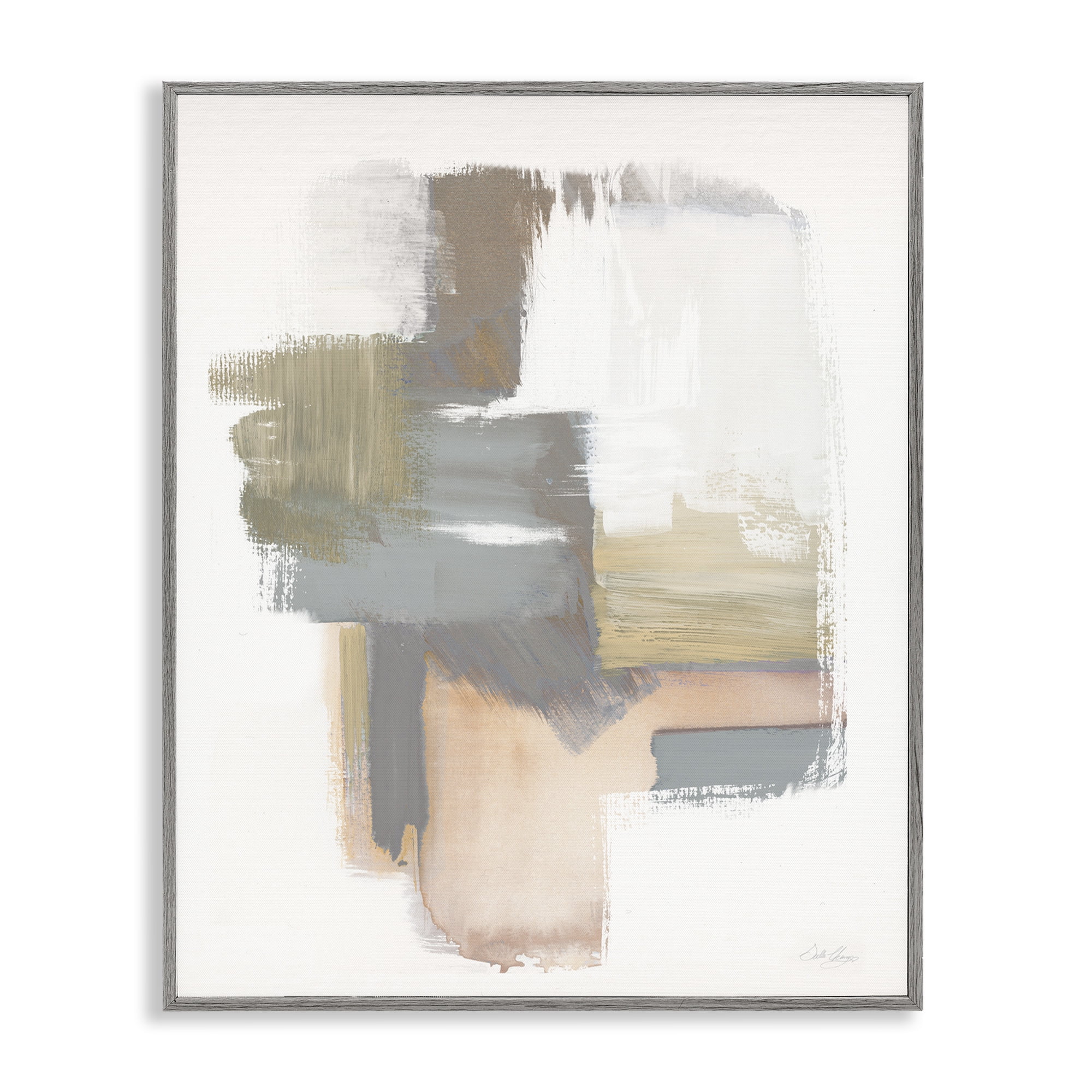 Stupell Industries Distorted Paint Strokes Abstract Painting Gray Framed Art Print Wall Art, 16 x 20