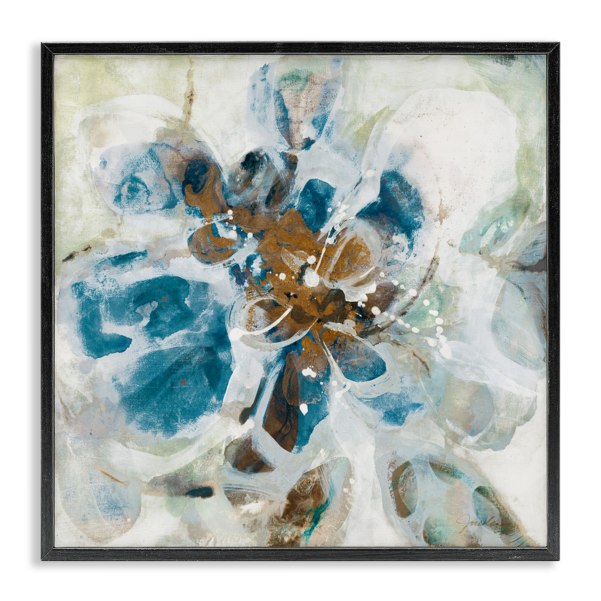 Stupell Industries Distorted Splatter Abstraction Abstract Painting Black Framed Art Print Wall Art, 24 x 24
