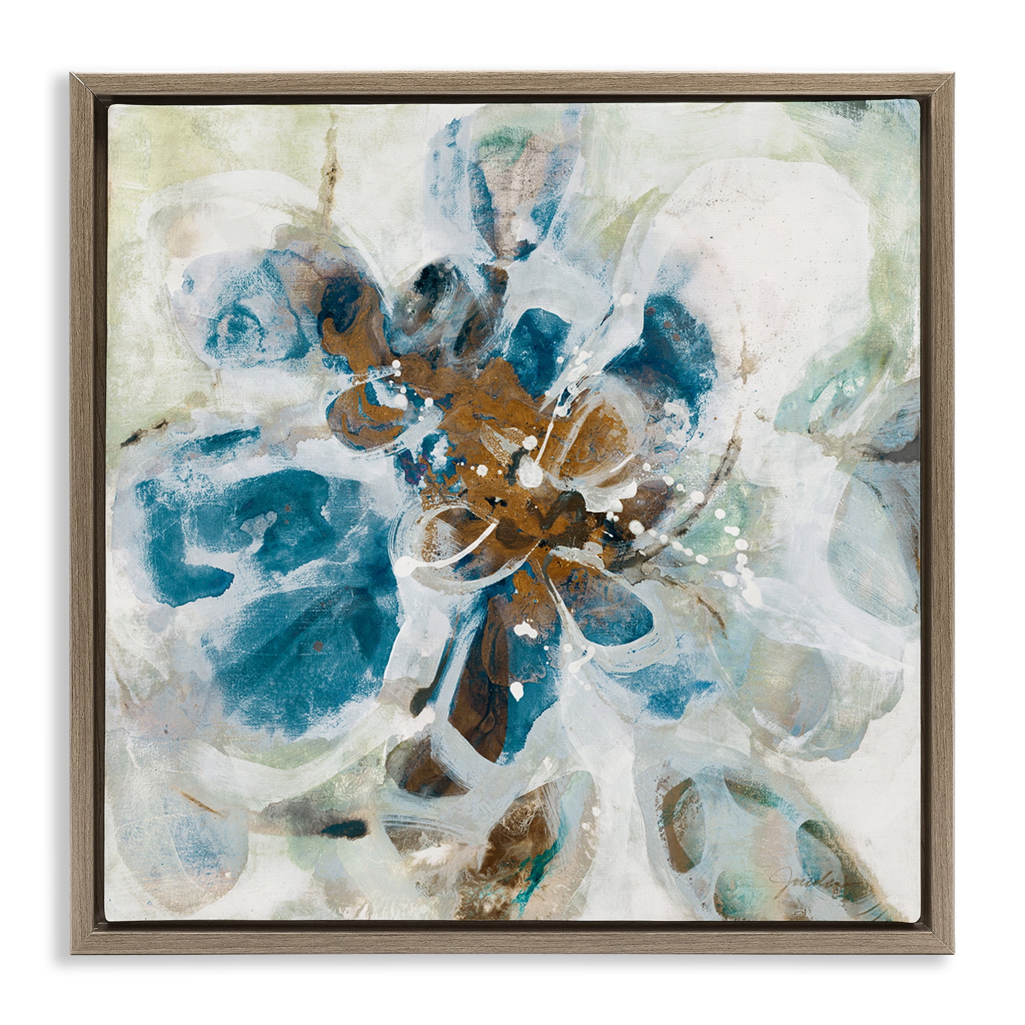 Stupell Industries Distorted Splatter Abstraction Abstract Painting Brown Floater Framed Canvas Art Print Wall Art, 25 x 25