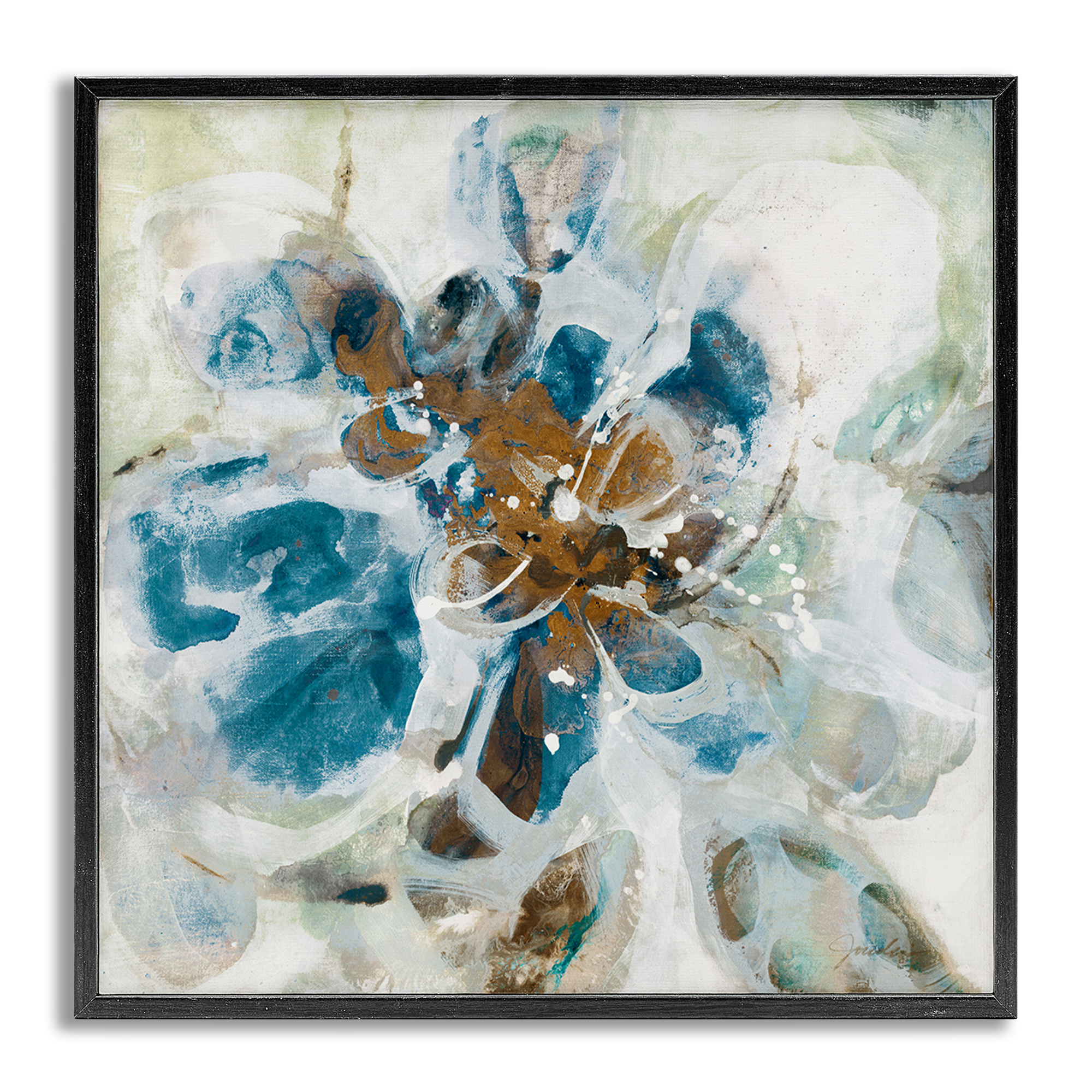 Stupell Industries Distorted Splatter Abstraction Abstract Painting Gray Framed Art Print Wall Art, 12 x 12